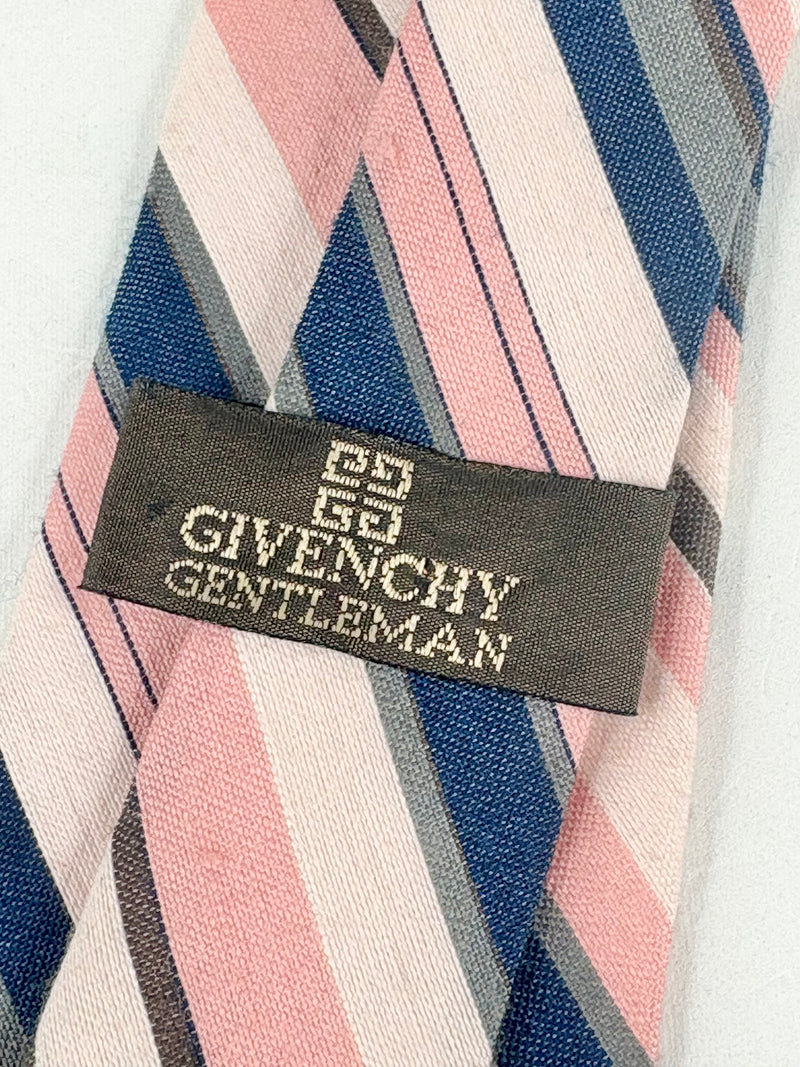 Vintage Givenchy Gentleman Pink & Blue Striped Tie