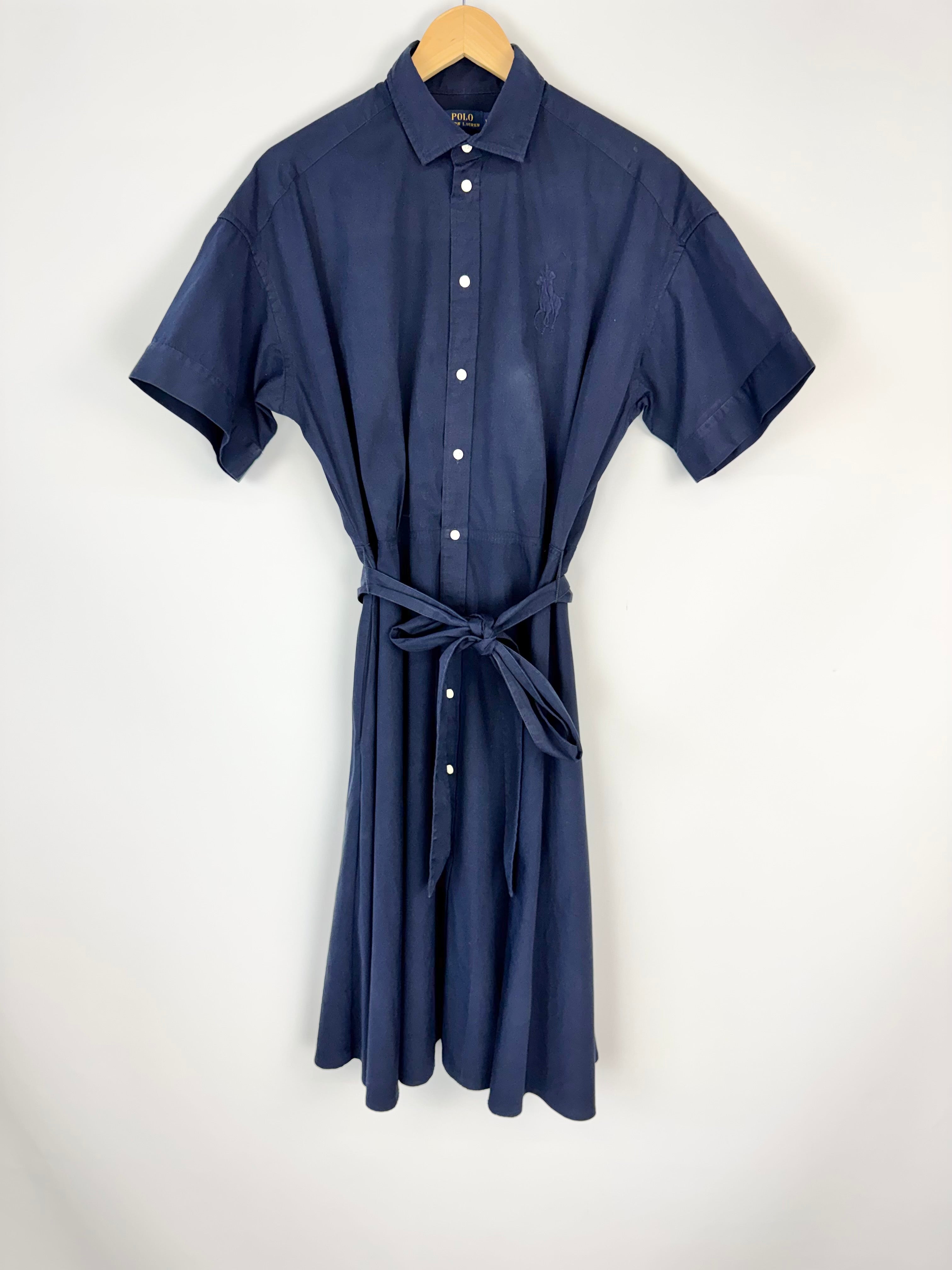 Polo Ralph Lauren Blue Cotton Short Sleeve Shirt Dress - AU14