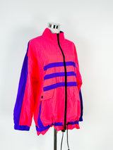 Vintage 80s Bay Club Neon Pink & Purple Running Jacket - AU12/14