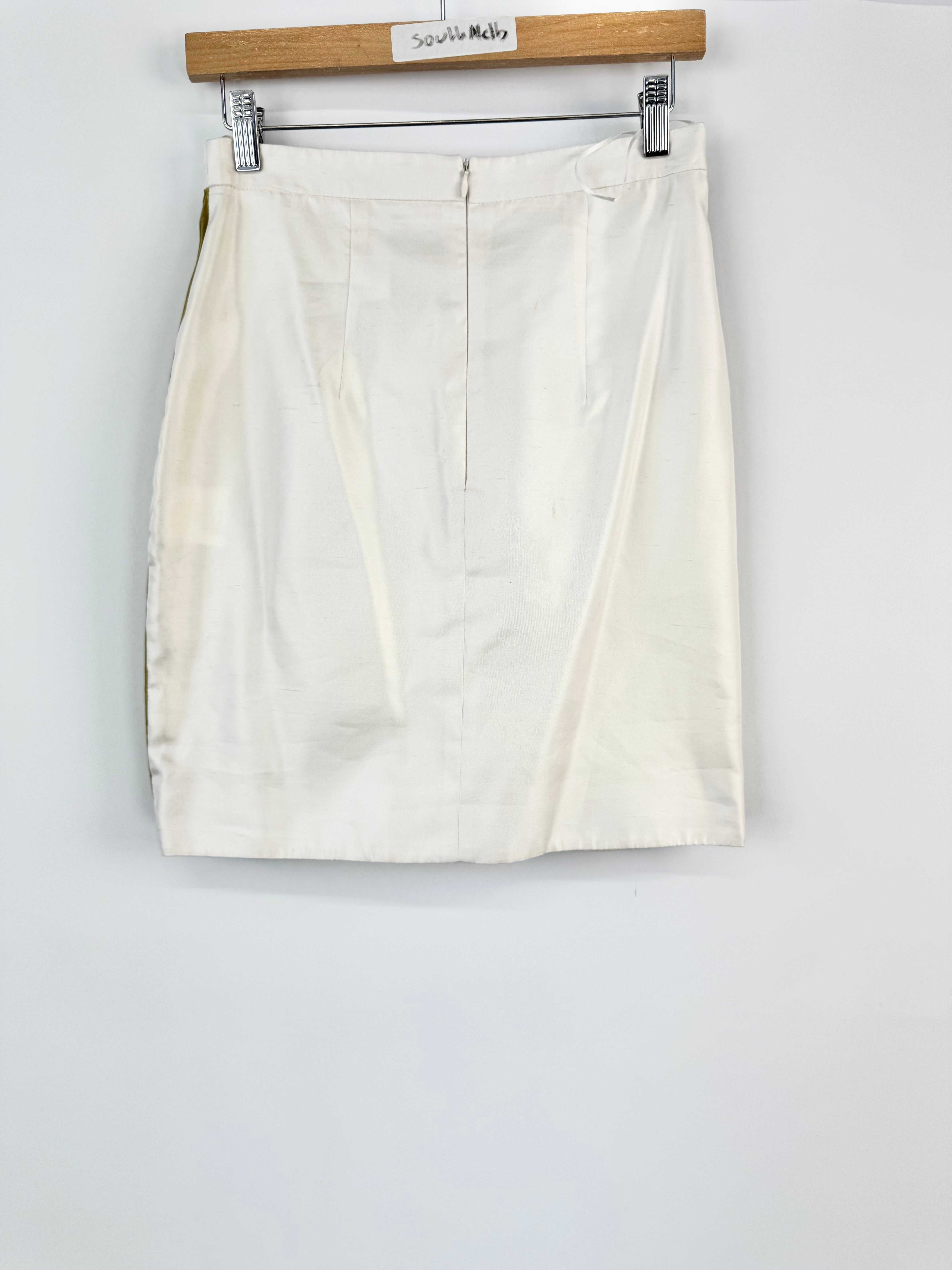 Nicola Finetti Cream Silk & Velvet Frill Mini Skirt - AU10