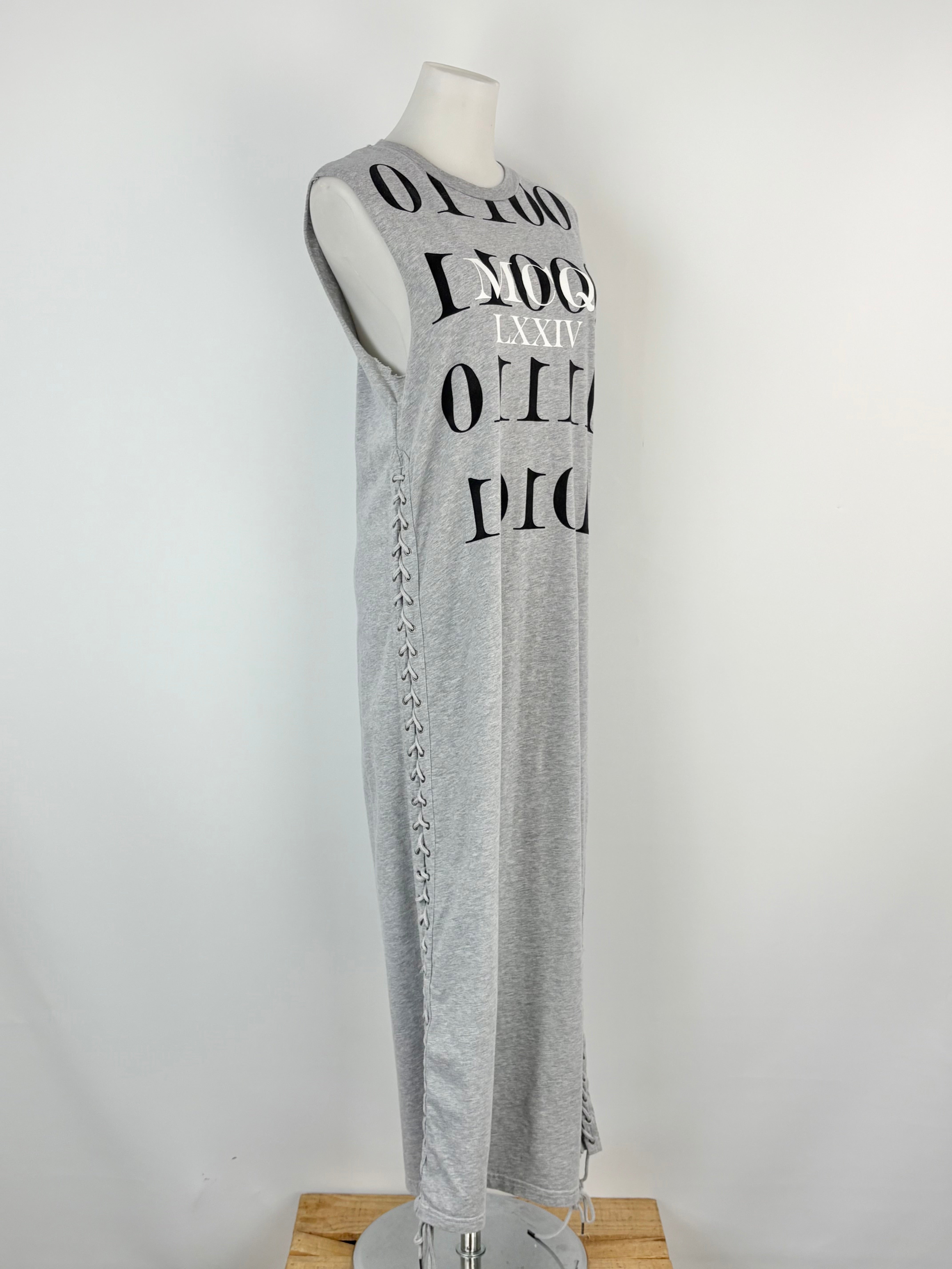 McQ Alexander McQueen Cloud Grey Melange Eyelet Tank Dress - AU10