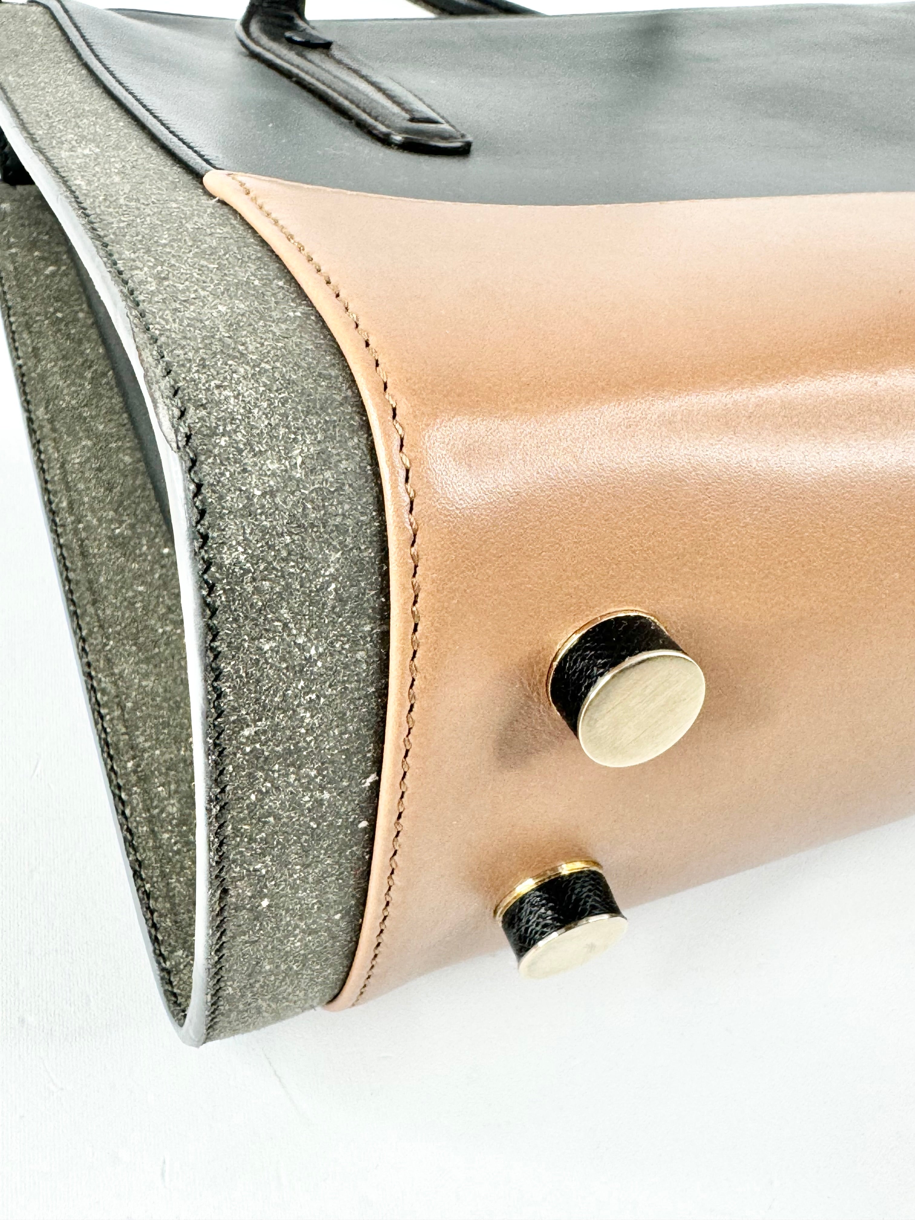 Bally Black Grey & Tan Tricolour Tote Bag
