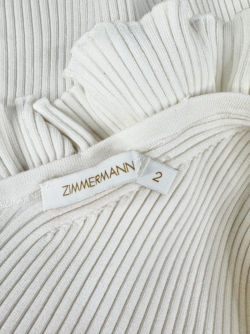 Zimmermann Cream 'Postcard' One Should Ruffle Trim Tank Top - AU10
