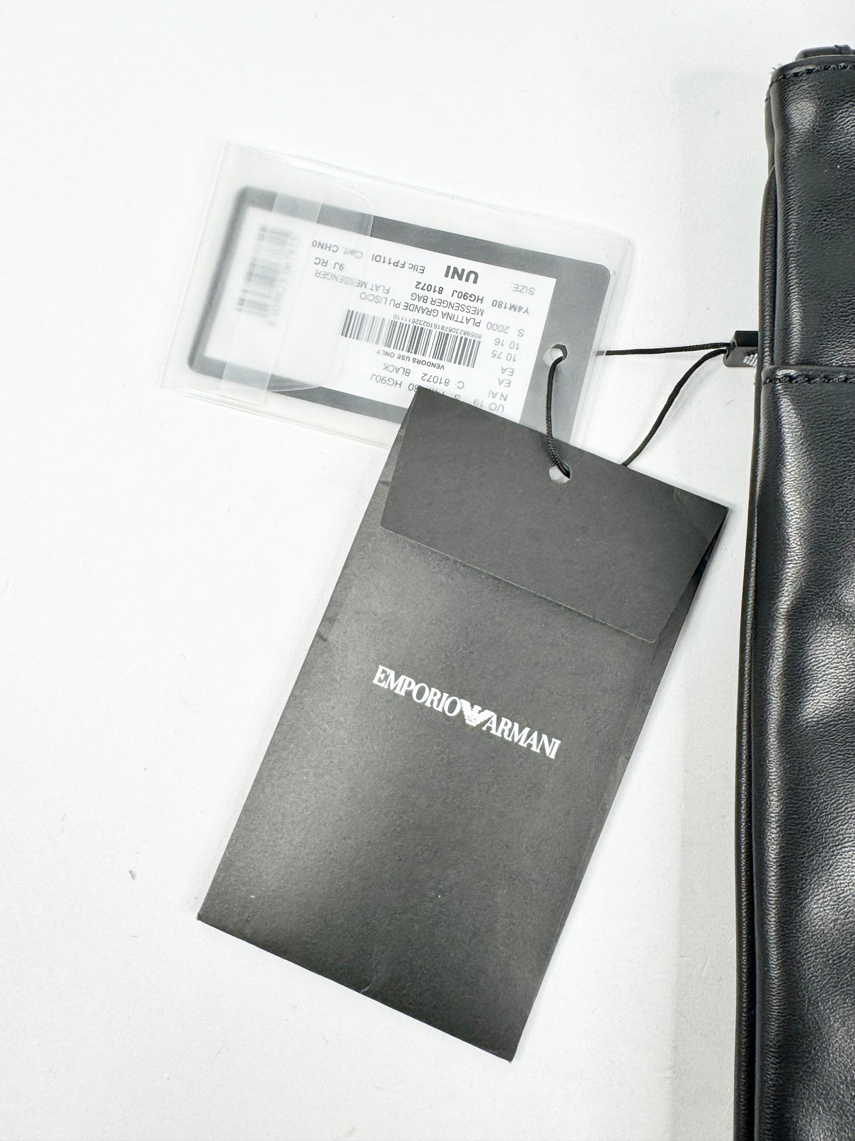Emporio Armani Black 'Pattina Grande Flat Messenger Bag' NWT