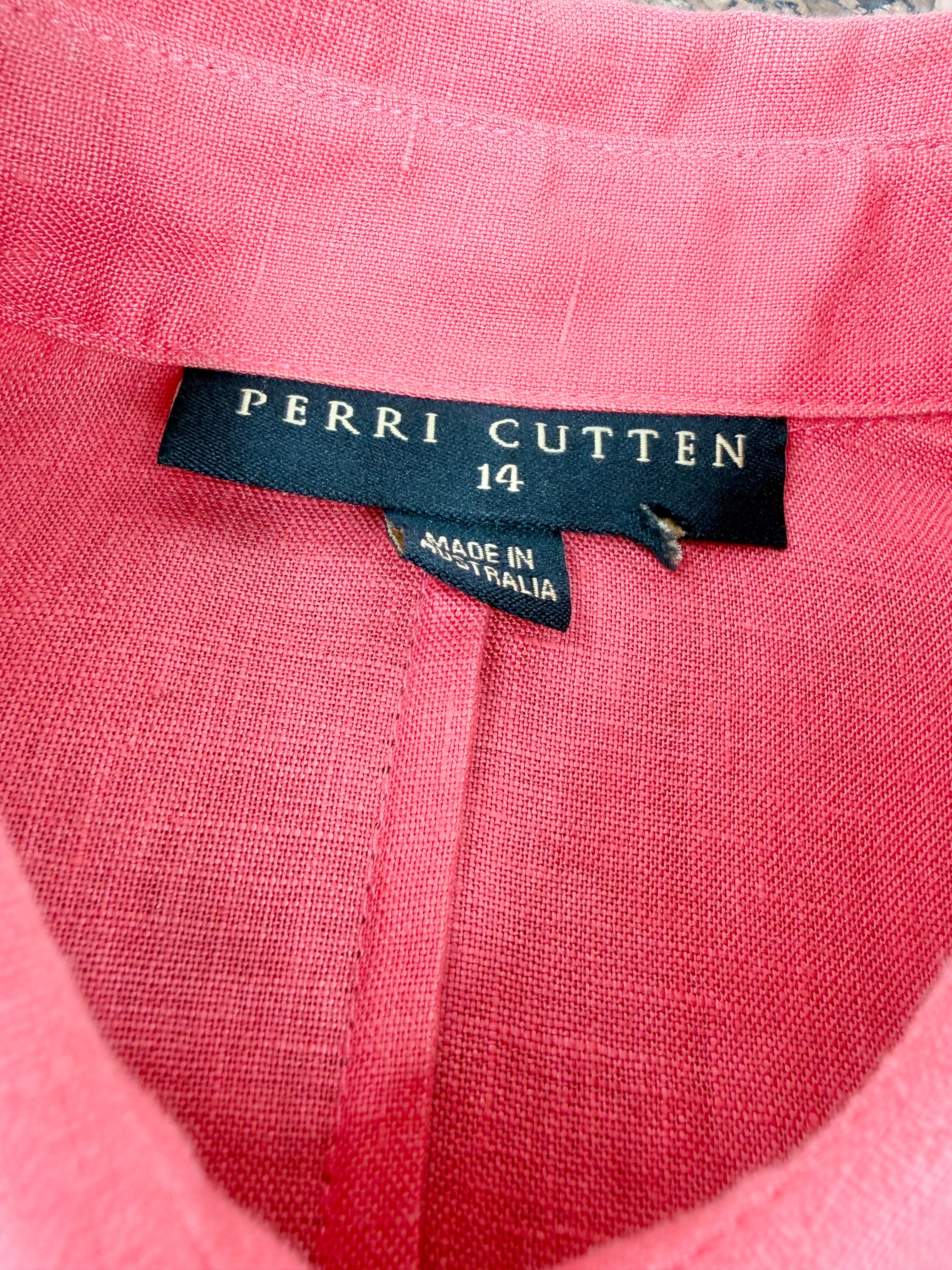 Perri Cutten Linen Coral Shirt Dress - AU14