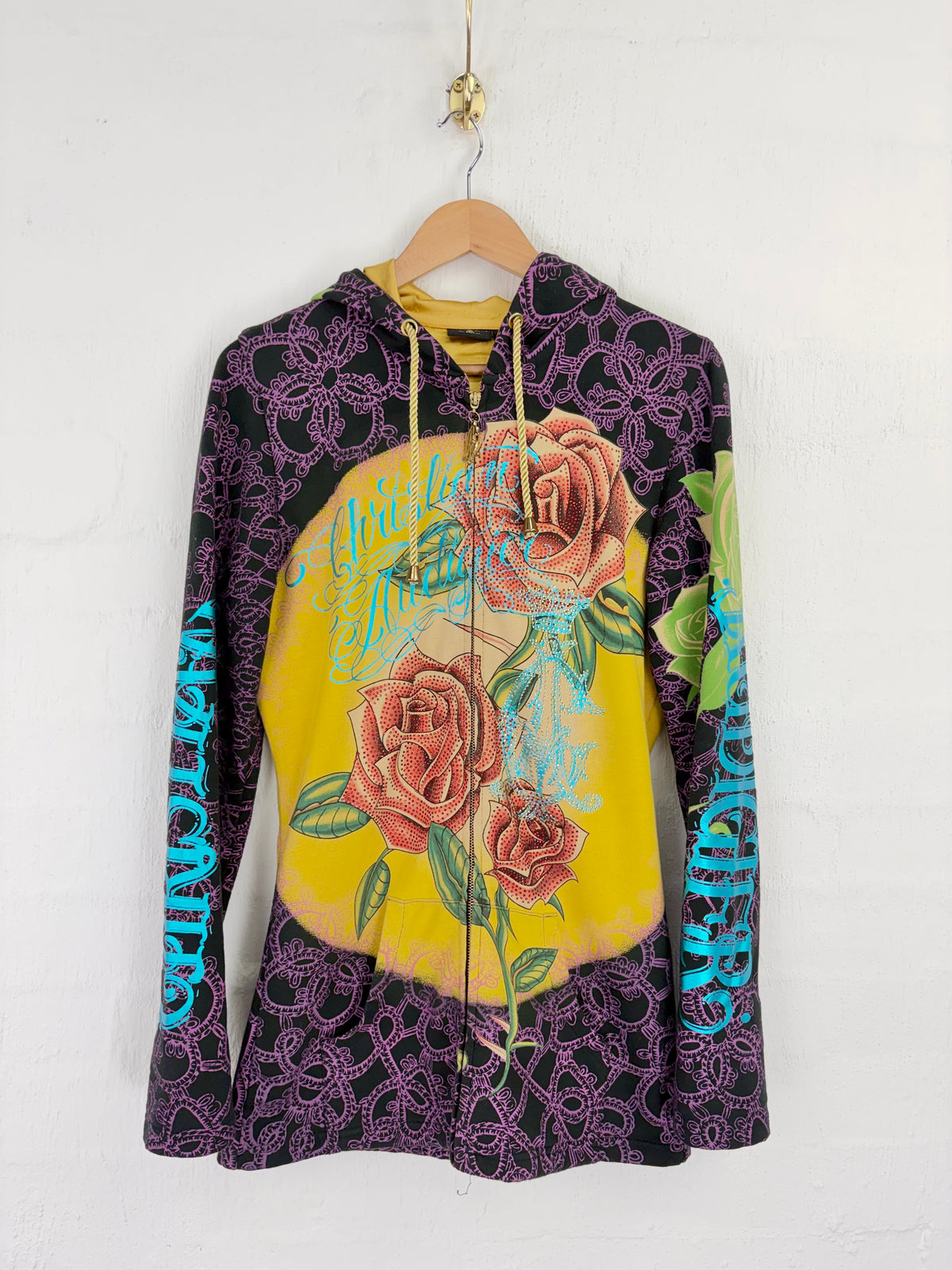 Christian Audigier Ed Hardy Rhinestone Zippered Hoodie - AU12/14