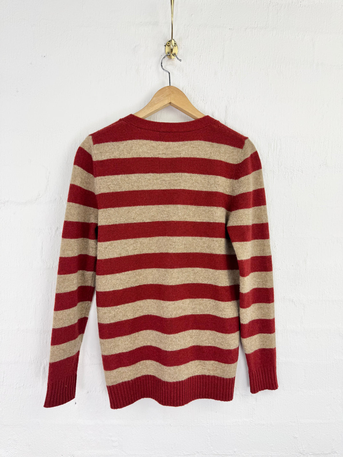 Vintage Le Mont Michael Deep Orange & Oatmeal Striped Wool Cardigan - AU8/10