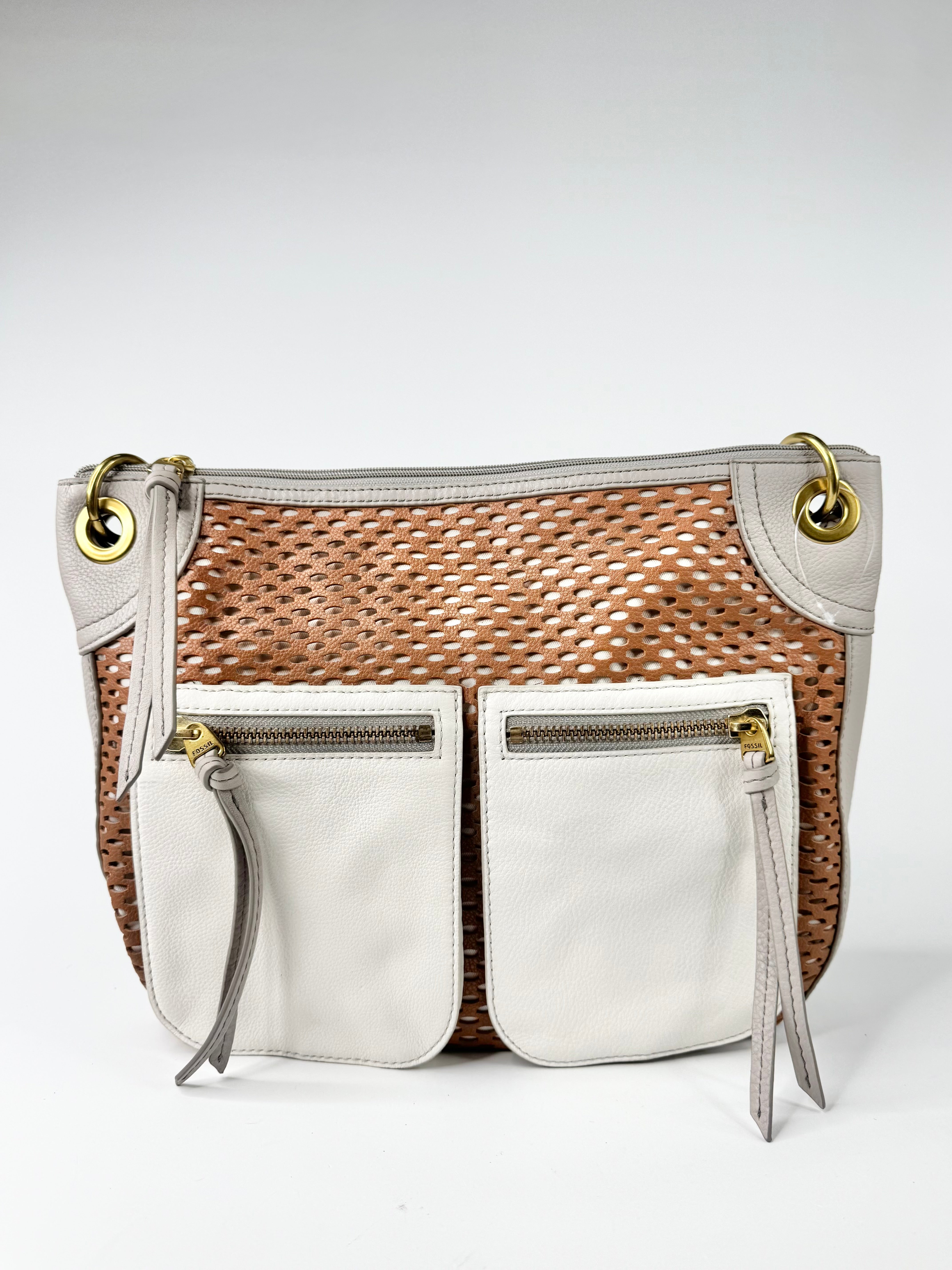 Fossil Taupe, Cream & Tan Shoulder Bag