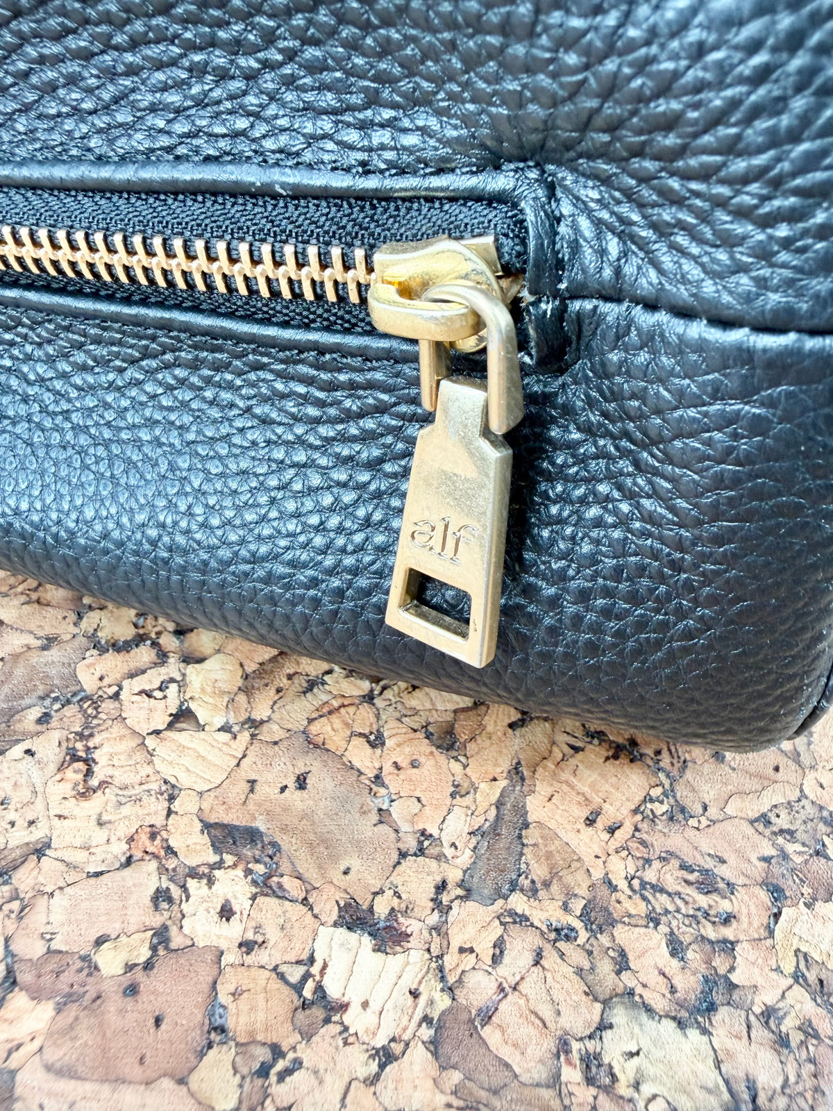 Alf the Label Black Grained Leather Top Handle Bag