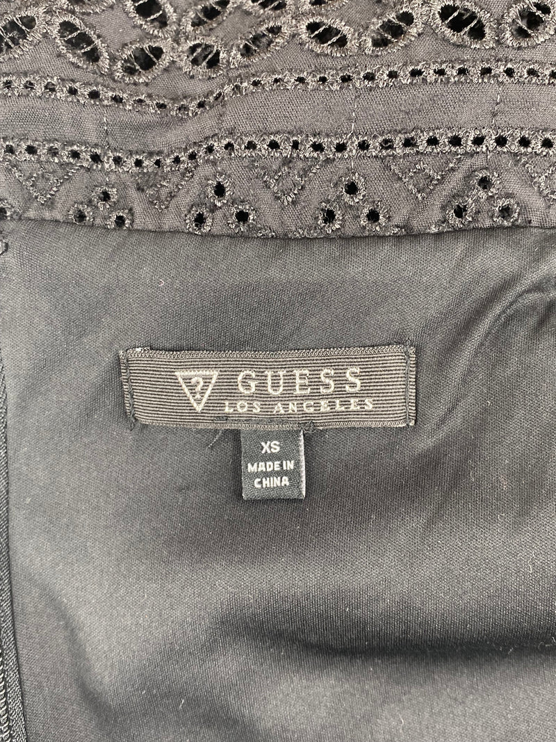 Guess Black Lace & Velvet Midi Dress - AU8