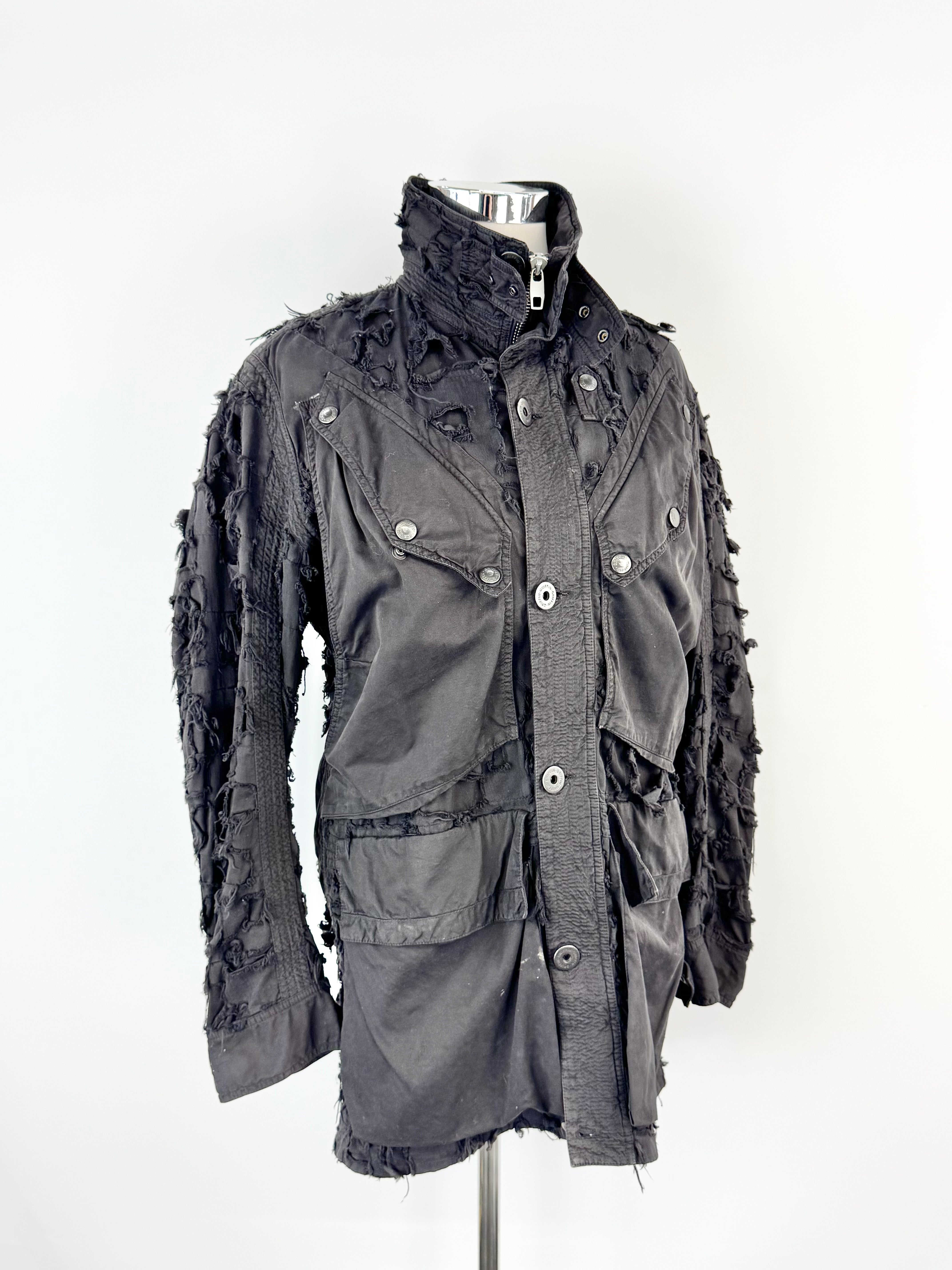 Griffin Studios Black Distressed Cotton Coat - AU10