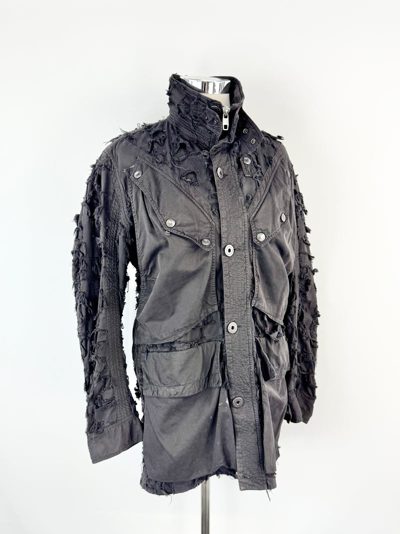 Griffin Studios Black Distressed Cotton Coat - AU10