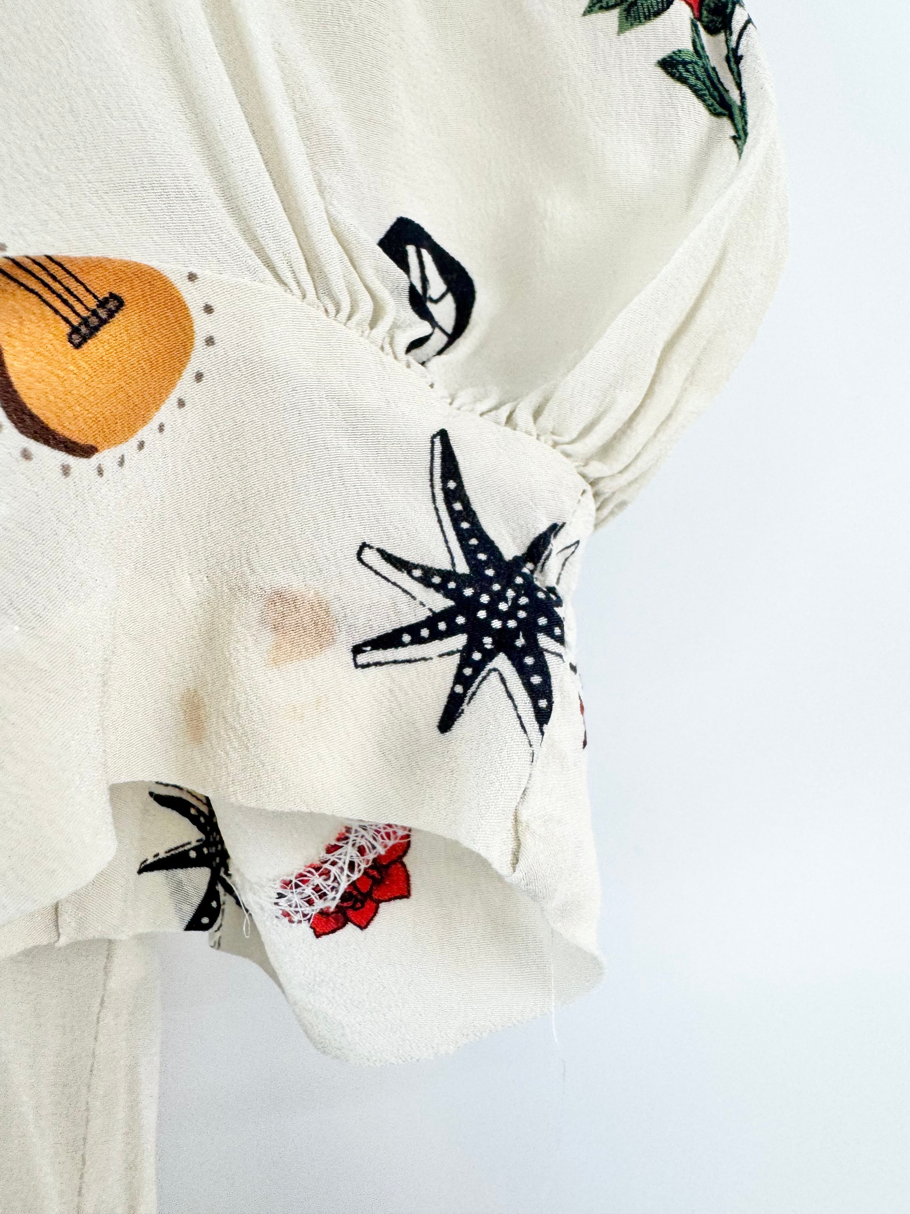 Sandro Silk Tattoo Print Top - AU8/10