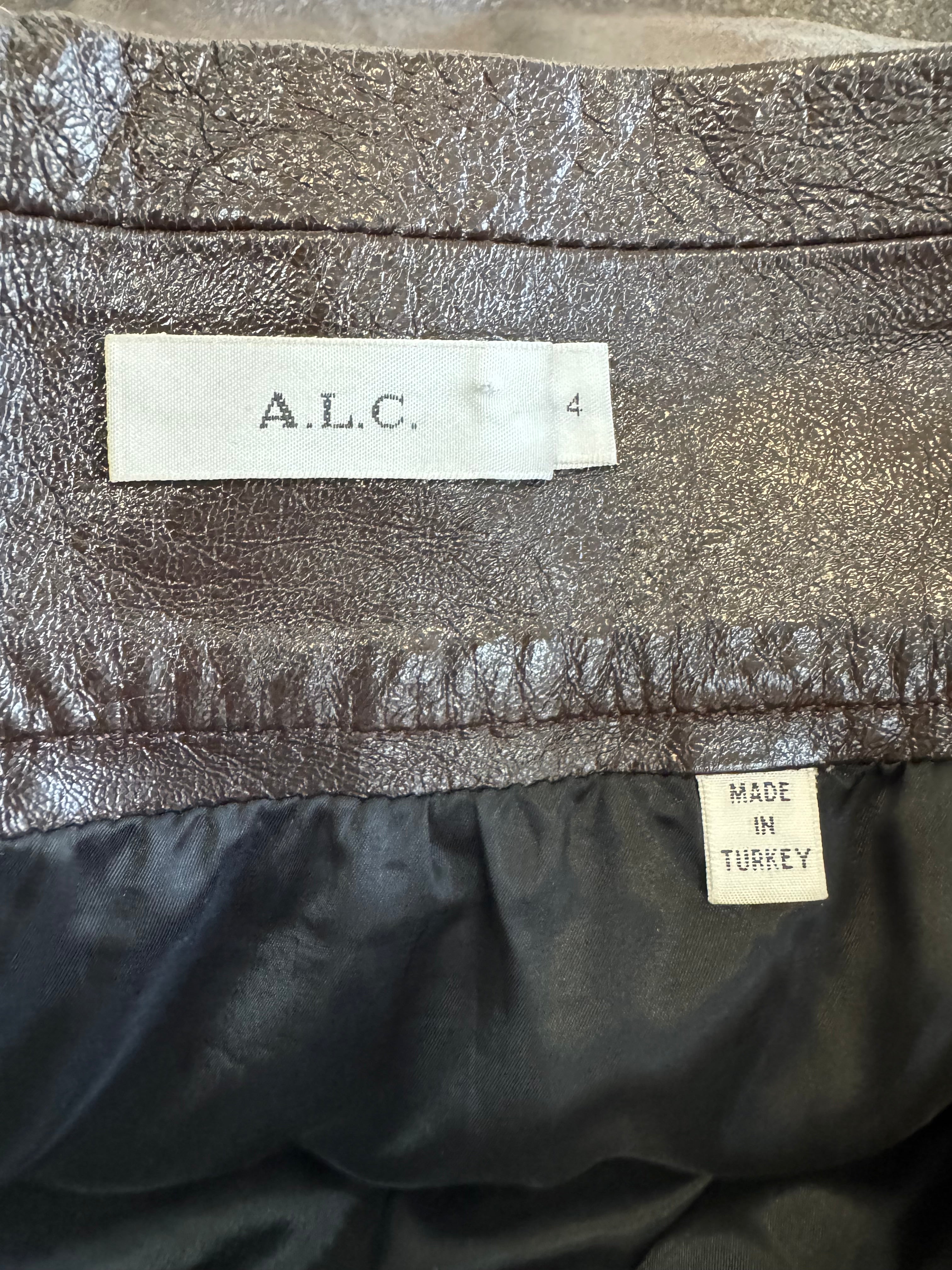 A.L.C Chocolate Patent Leather Mini Skirt - AU6/8