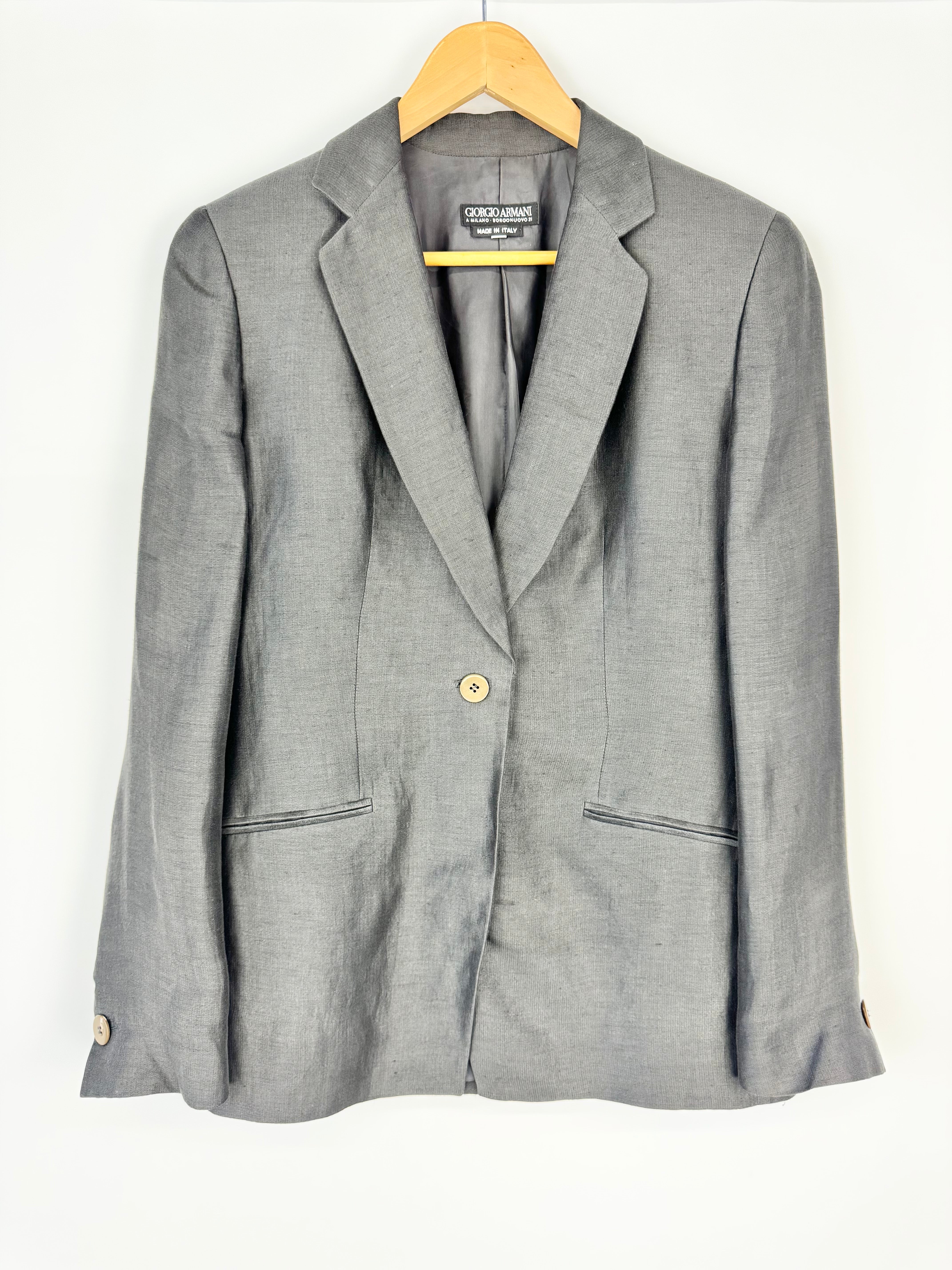 Giorgio Armani Ash Grey Linen & Silk Blazer - AU12