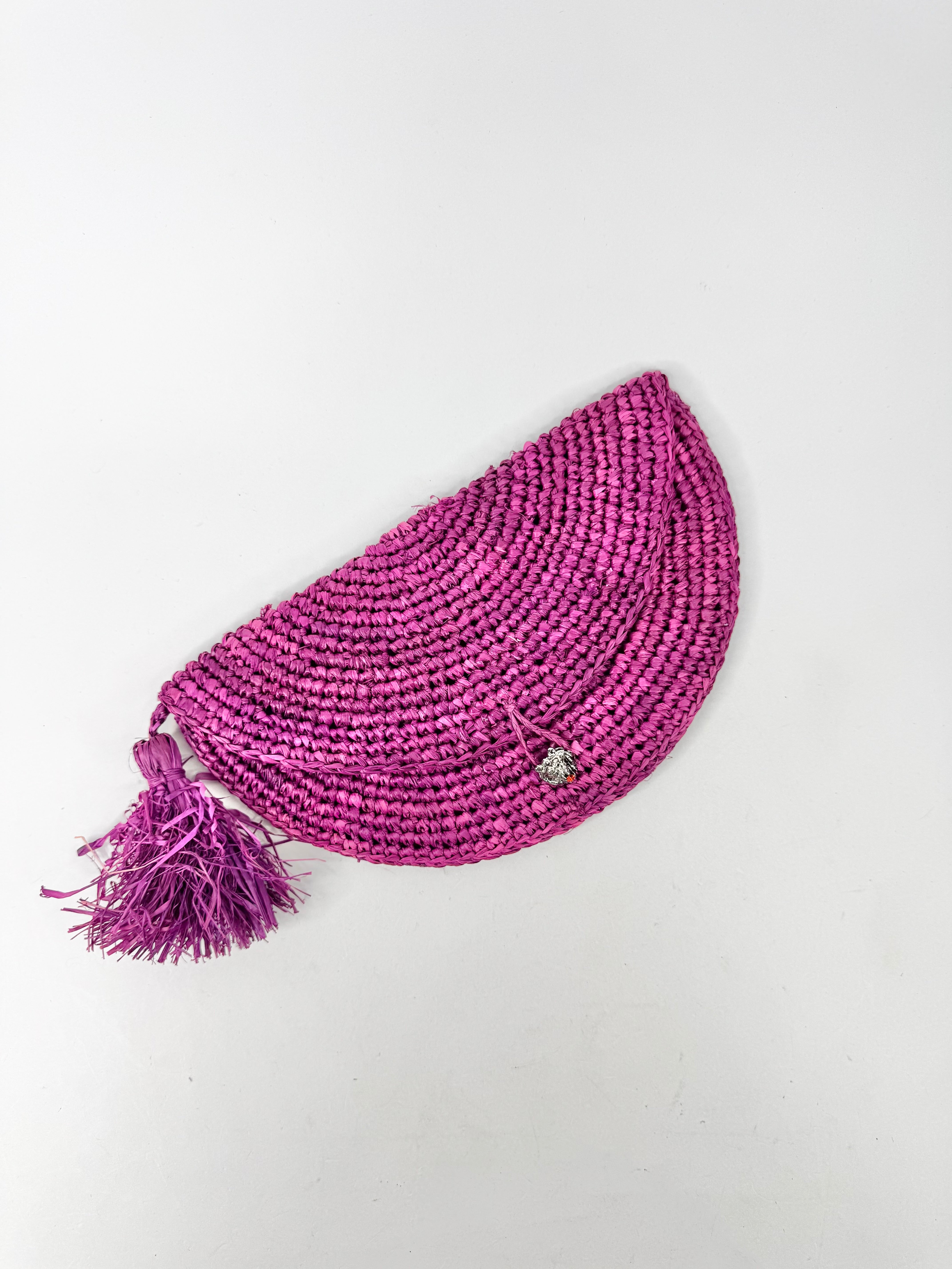 Gabriele Frantzen Fuchsia Raffia Clutch