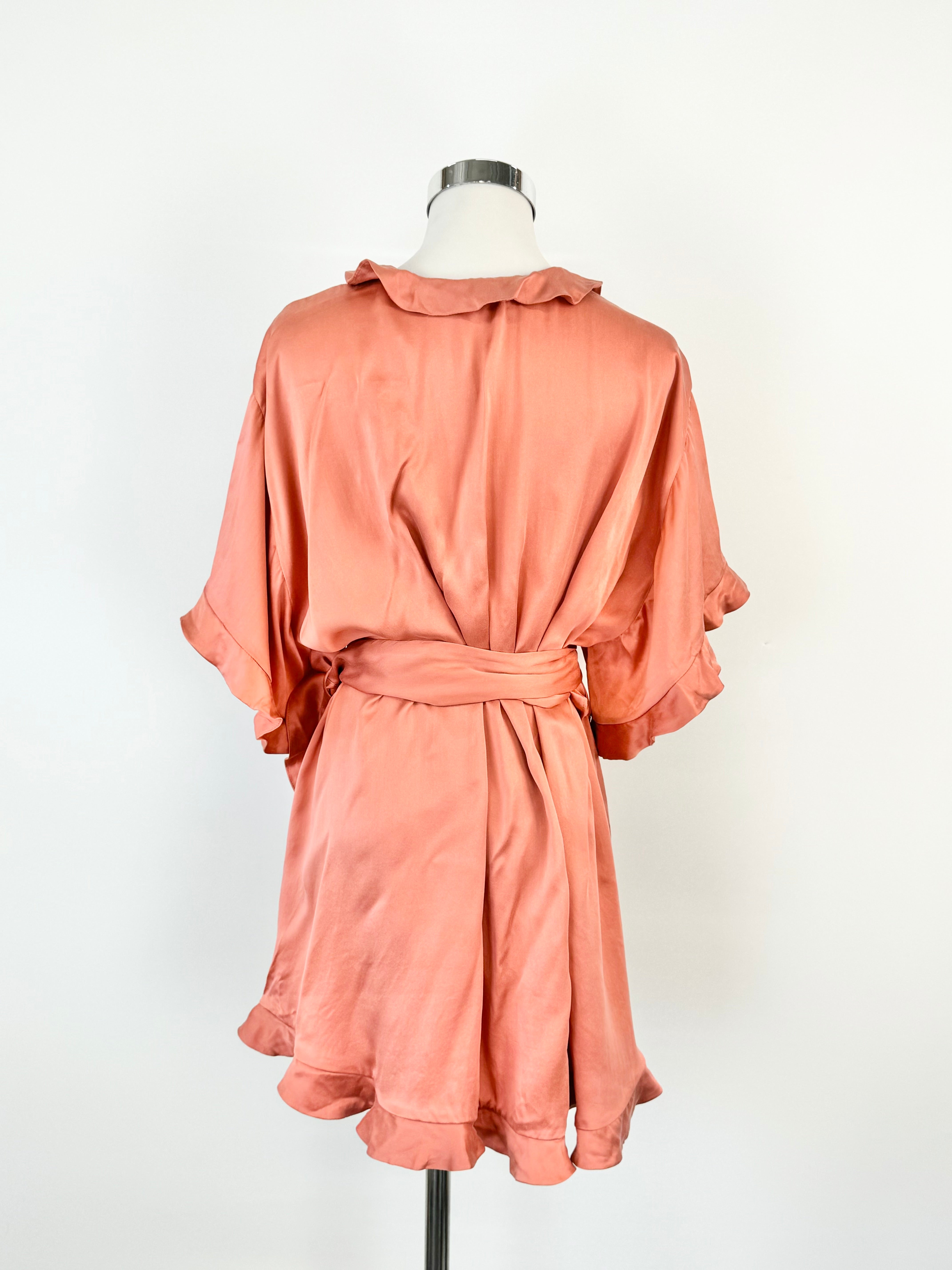 Zimmermann Grapefruit Silk Frill Dress - AU10