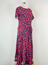 Husk Navy Blue & Red Poppy Patterned Maxi Dress - AU14