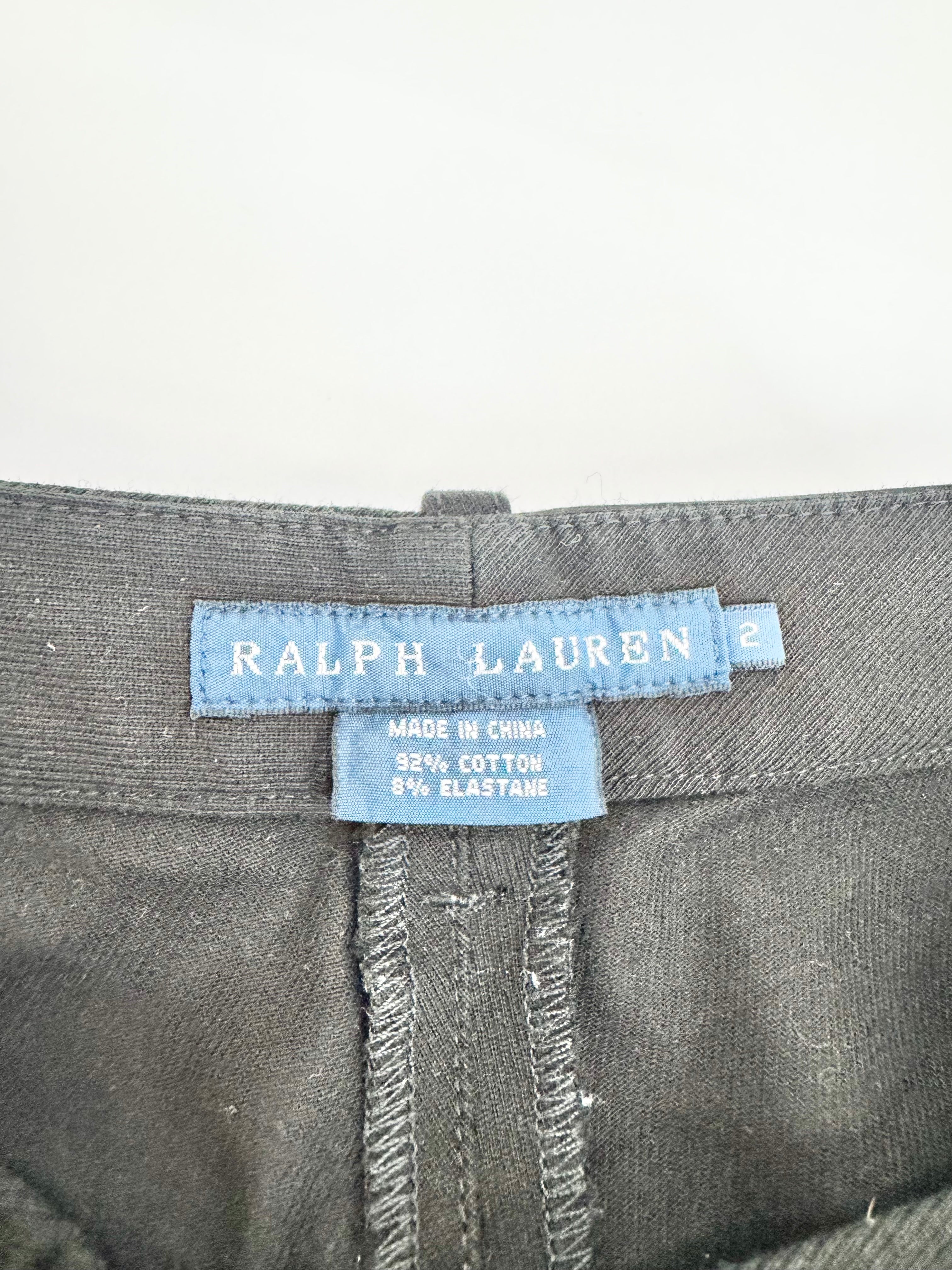 Ralph Lauren Black Cotton Suede Panel Jodhpurs - AU6/8