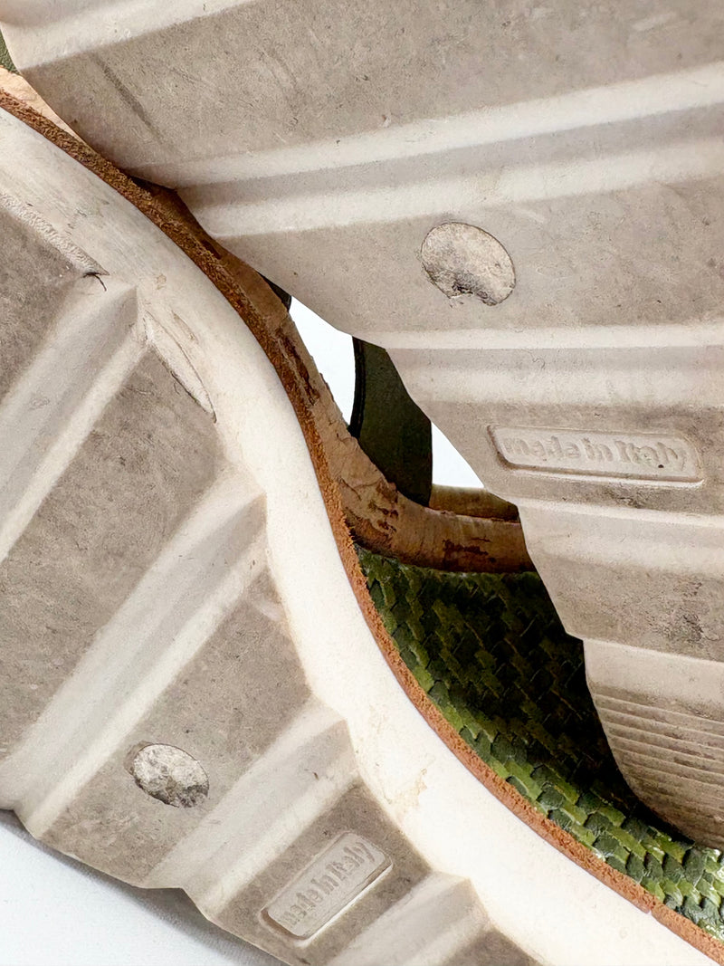 Scanlan Theodore Green Leather Cork Wedges - EU38