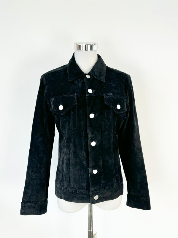 Black Suede Button Up Jacket - AU8