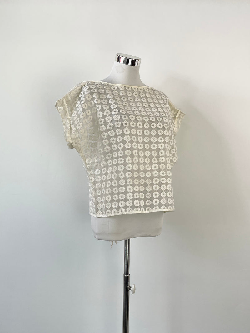 Maticevski White Sheer Embroidered 'Cortes' Box Top - AU8