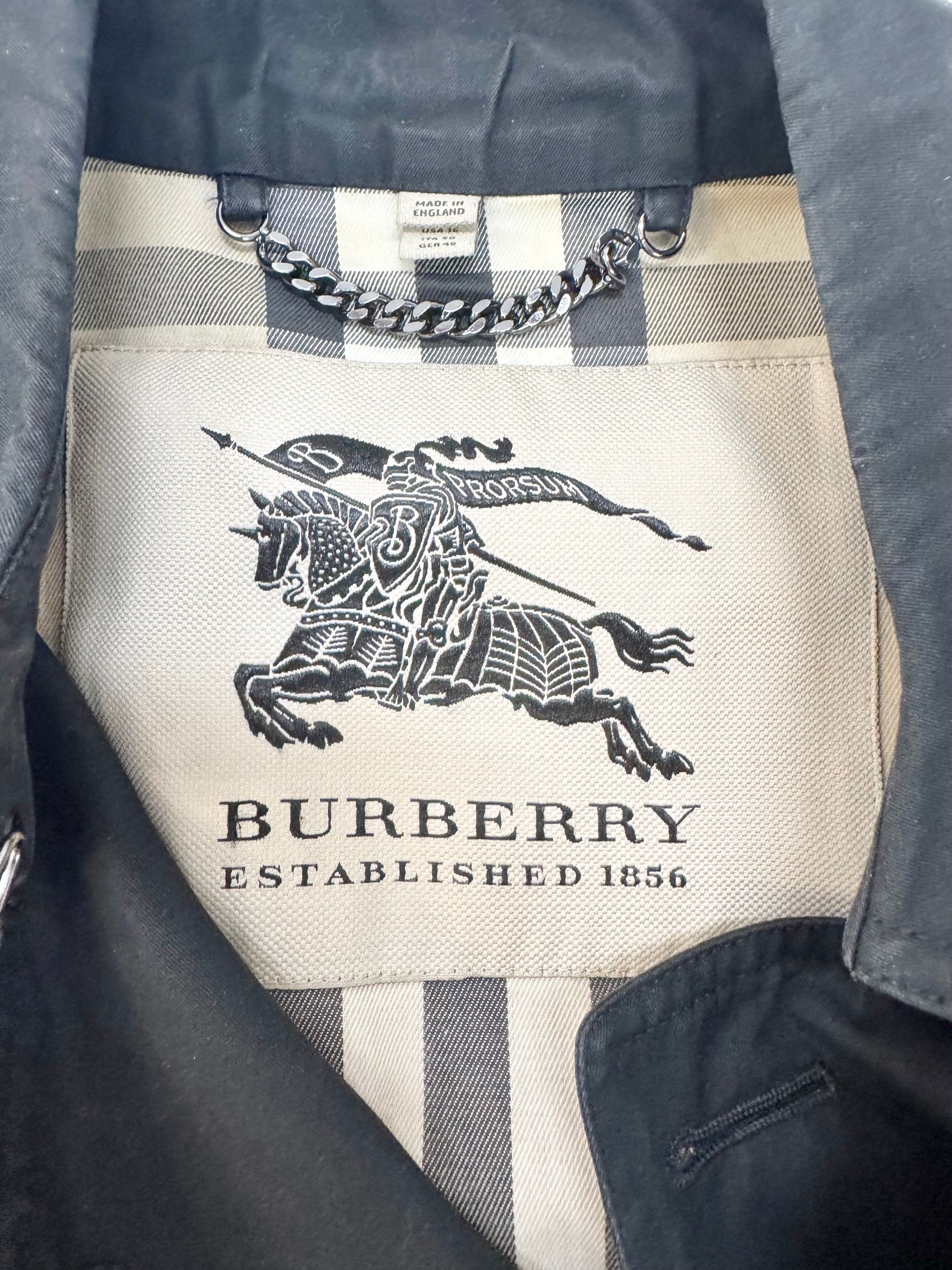 Burberry Black 'Kensington' Novacheck Lined Mid Length Trench Coat - AU16/18