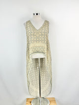 Camilla Blue & Grey Mosaic Pattern Silk Vest - AU12/14/15