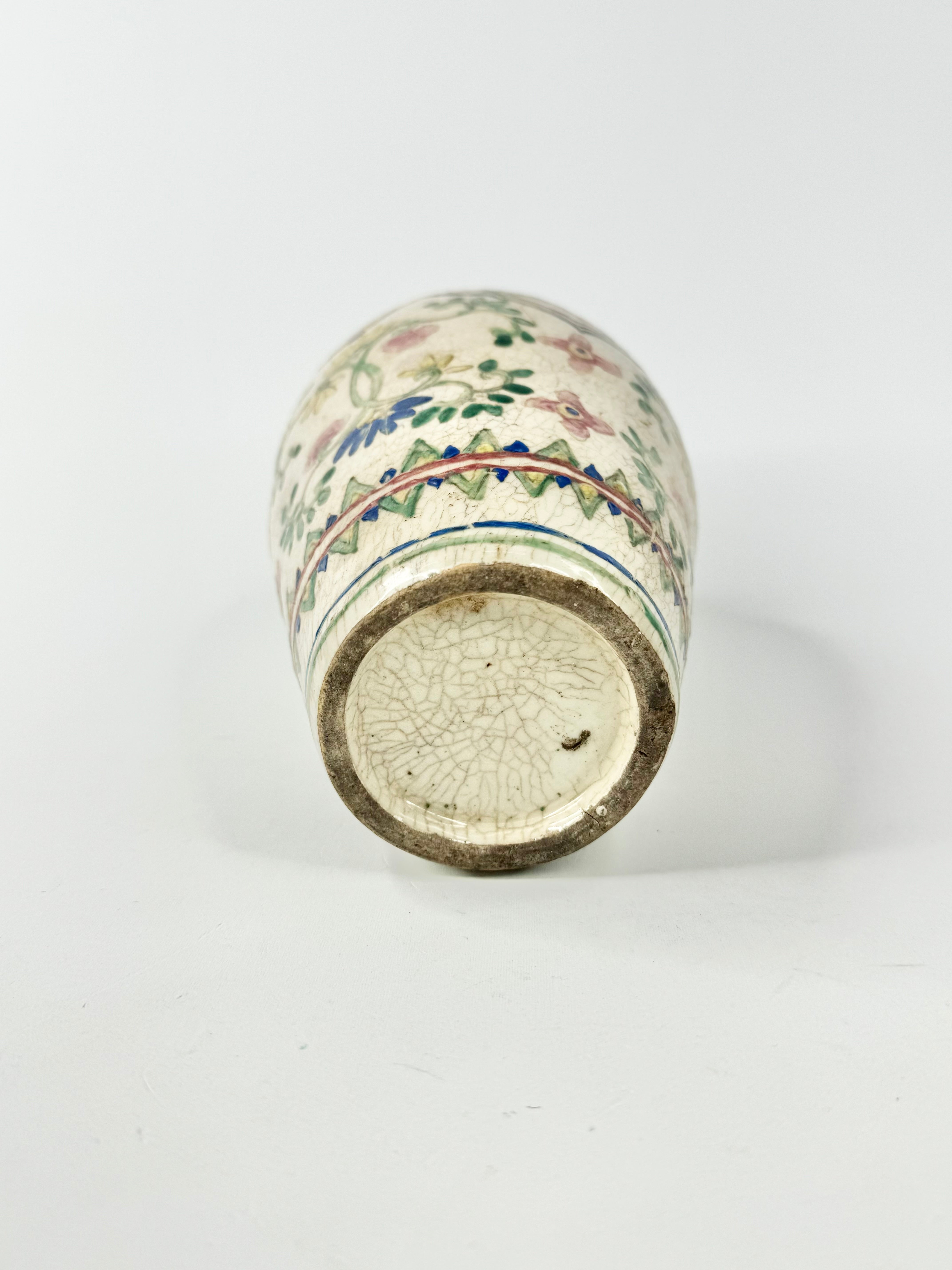 Antique Hand Painted Tall Floral Porcelain Vase
