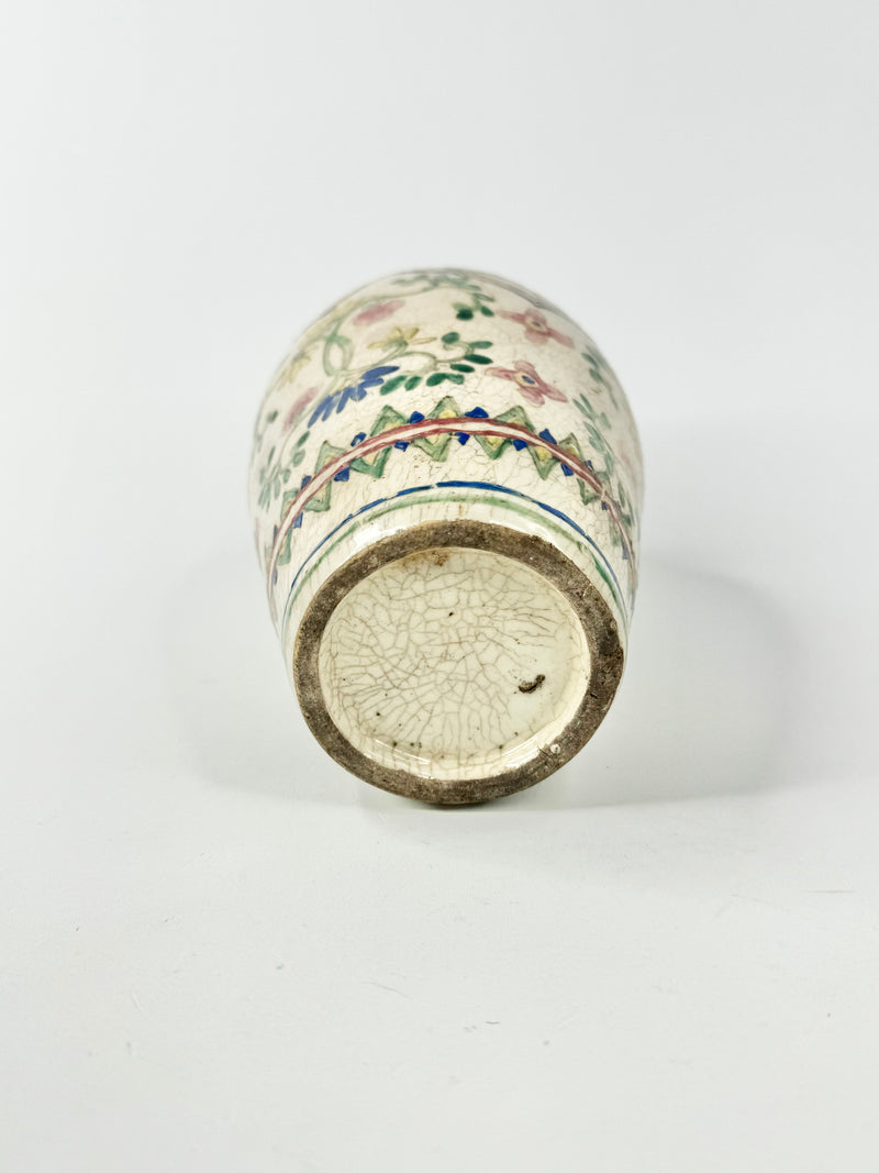 Antique Hand Painted Tall Floral Porcelain Vase