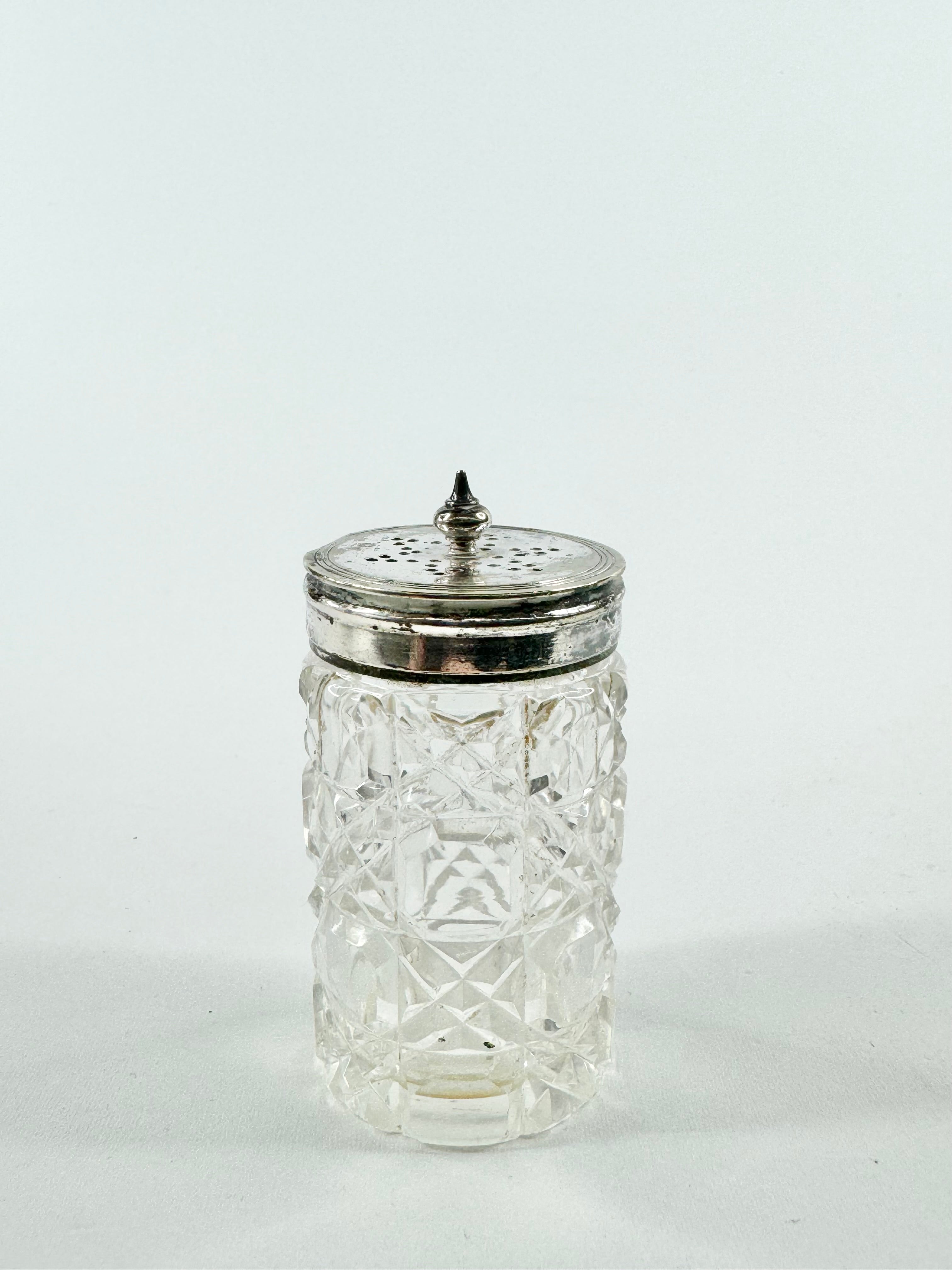 Antique Sterling Silver & Glass Condiments Set