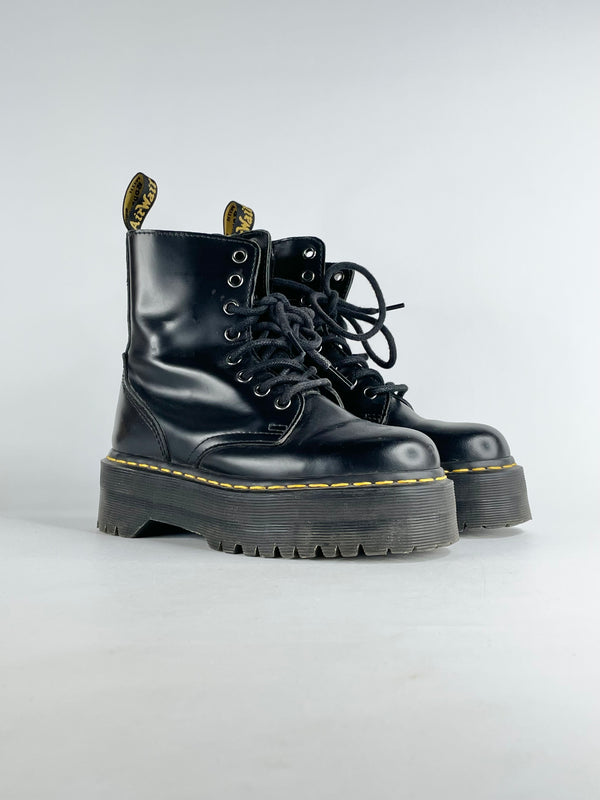 Dr. Martens Black Leather 'Jadon' 8-Eye Platform Boots - EU36