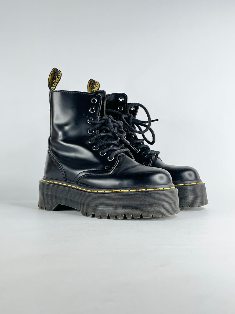 Dr. Martens Black Leather 'Jadon' 8-Eye Platform Boots - EU36