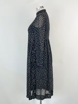 Ganni Black & Beige Dotted Long Sleeve Dress - AU12