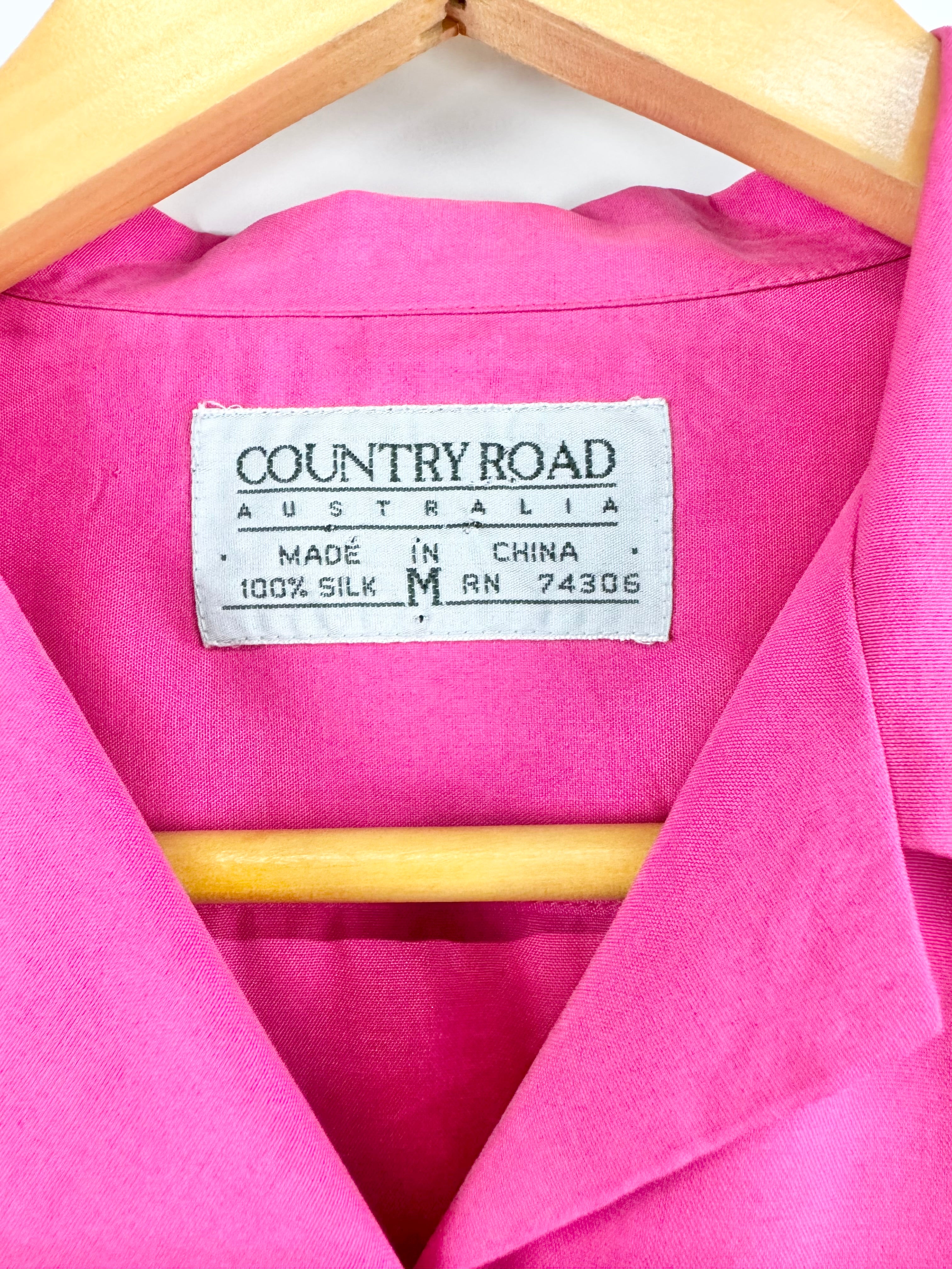 Vintage Country Road Magenta Silk Shirt - M