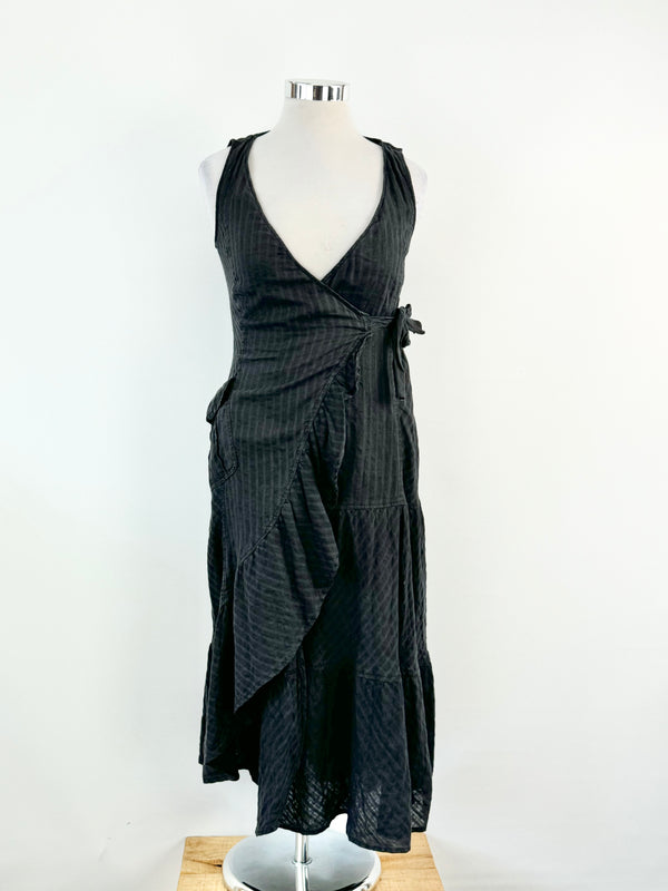 Max Mara Black Cotton Wrap Dress - AU10/12