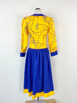 Jinini by Pam Saarelaht Yellow & Blue Long Sleeve Dress - AU10/12