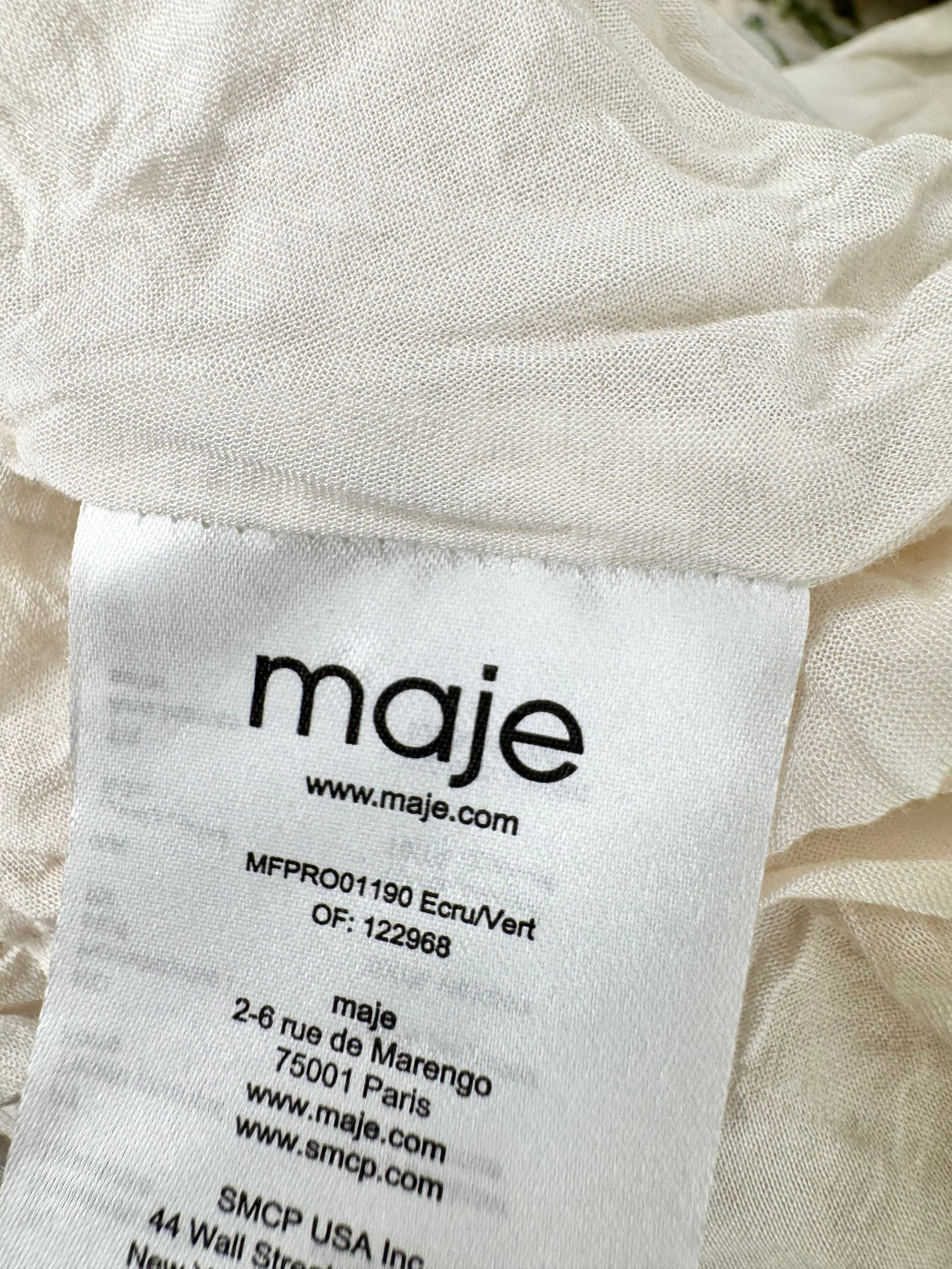 Maje White 'Rascalle' Floral Print Twist Crepe de Chine Maxi Dress - AU8
