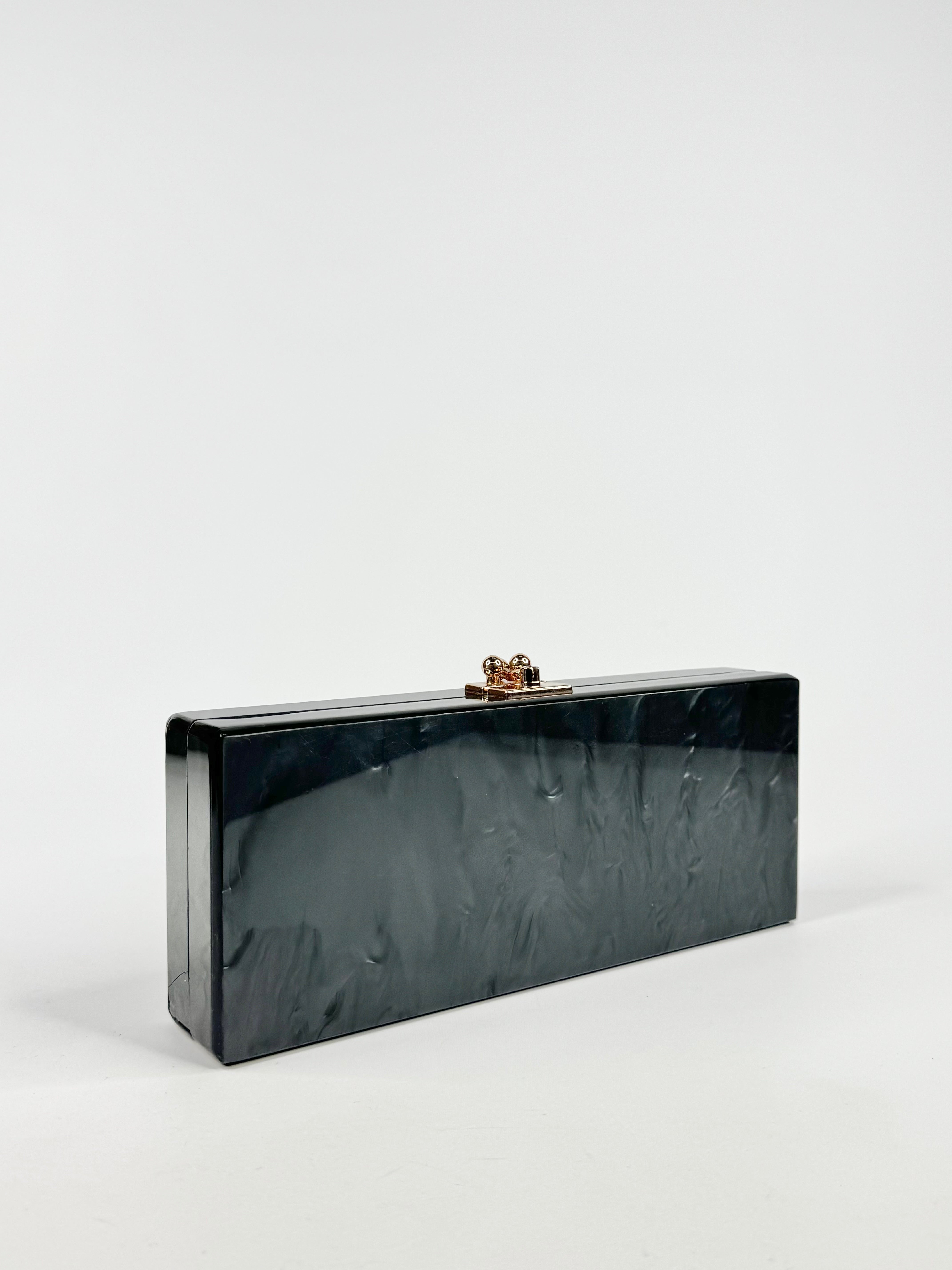 Sheike Grey Metallic Marbled Hard Clutch