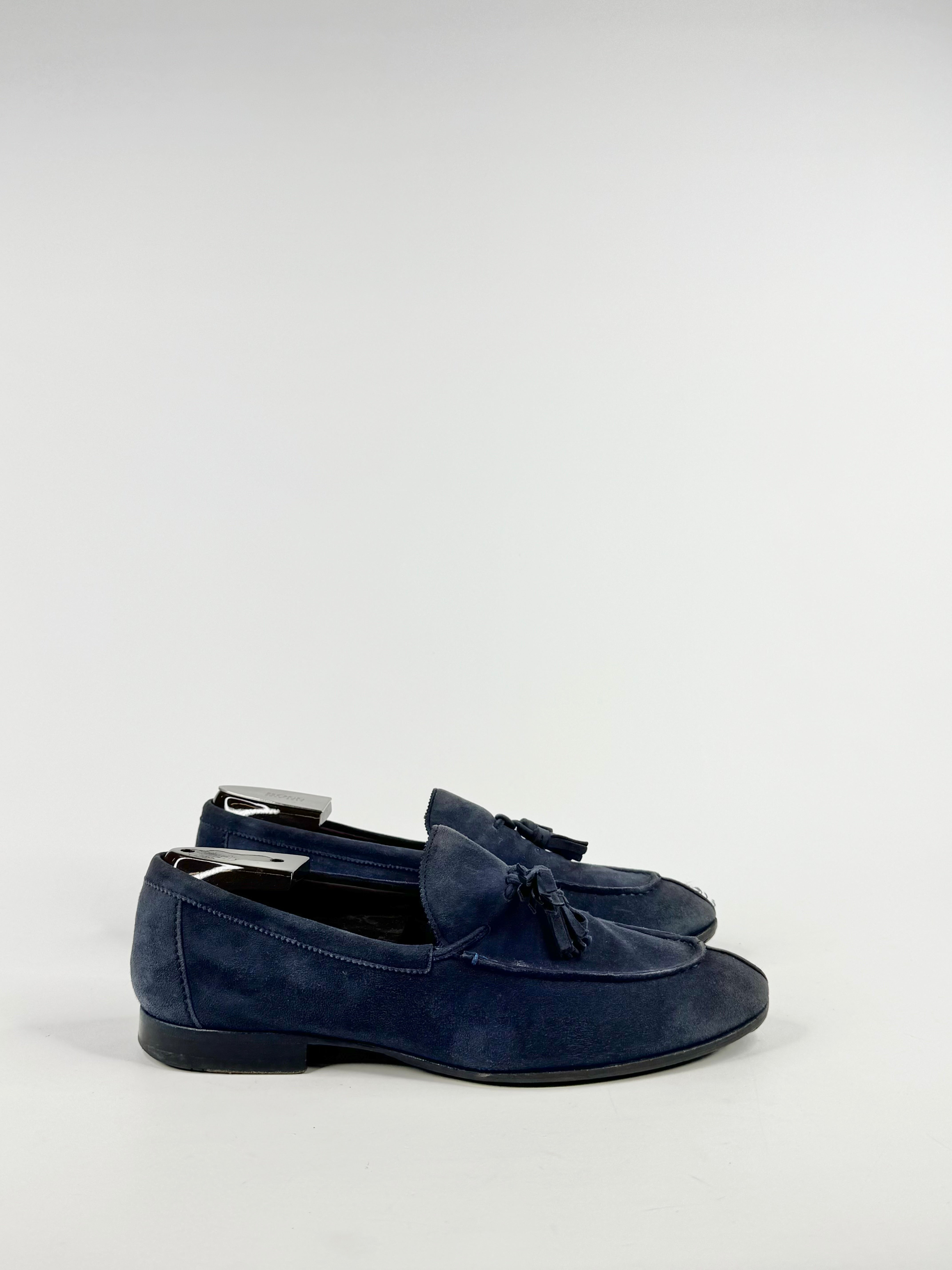 Boss by Hugo Boss Soft Navy Blue Suede Loafers - EU40