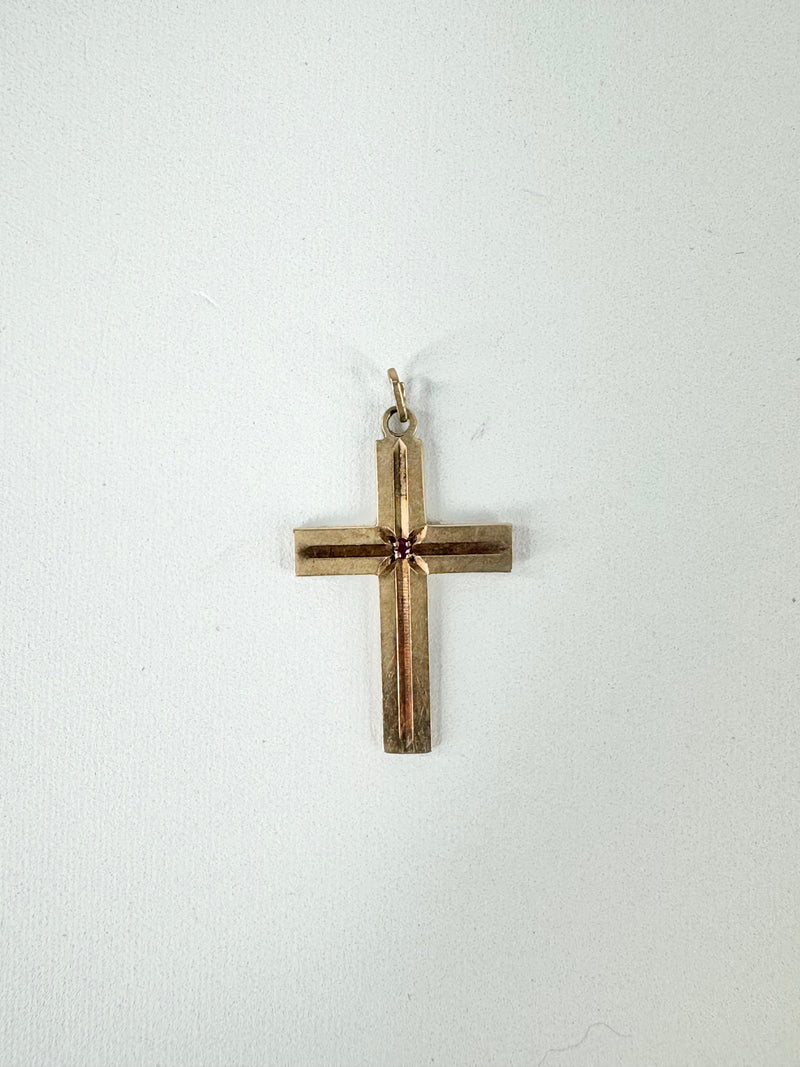 9ct Gold & Ruby Crucifix Pendant