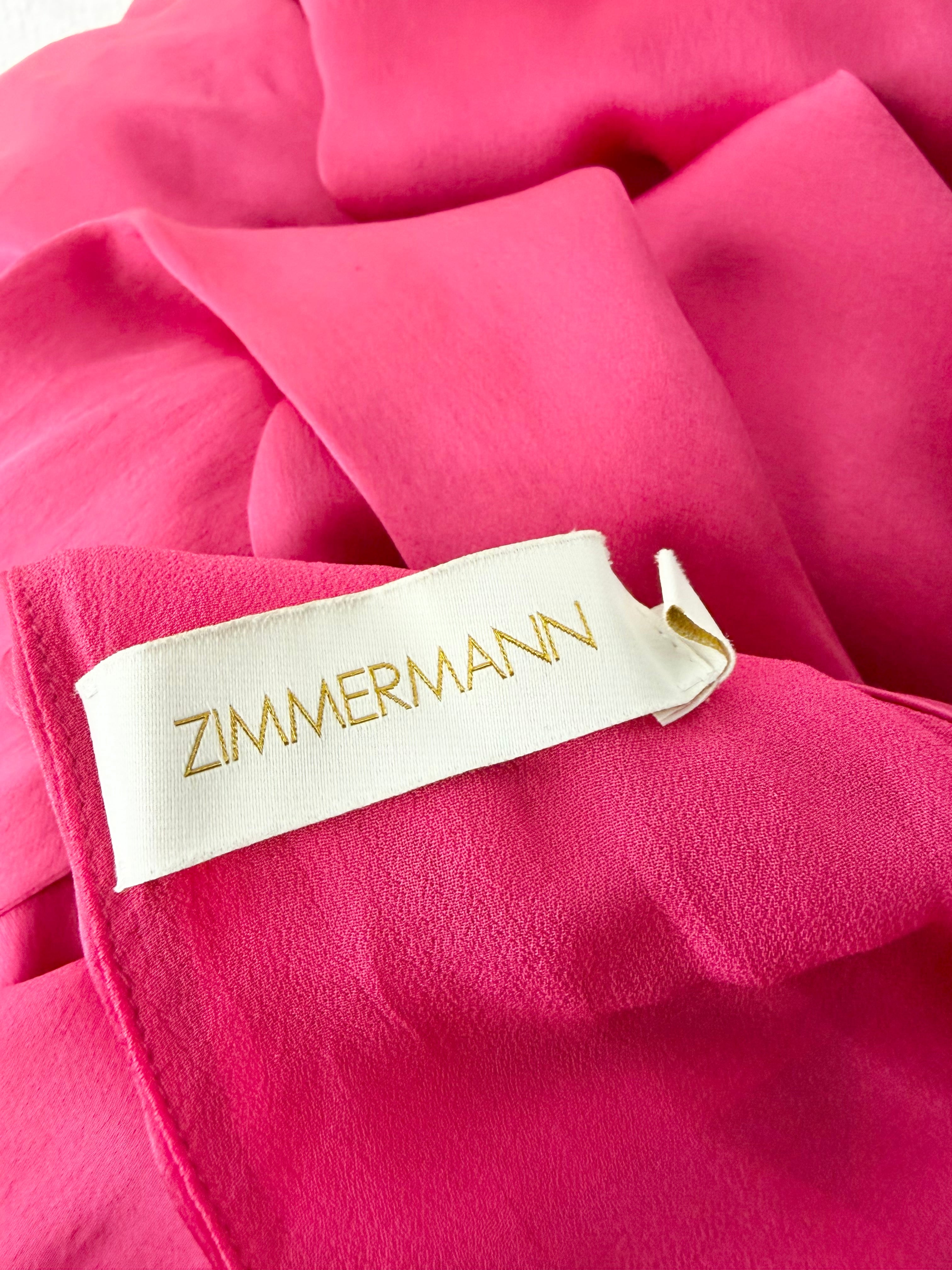 Zimmermann Sleeveless Cerise Silk Maxi Dress - AU8