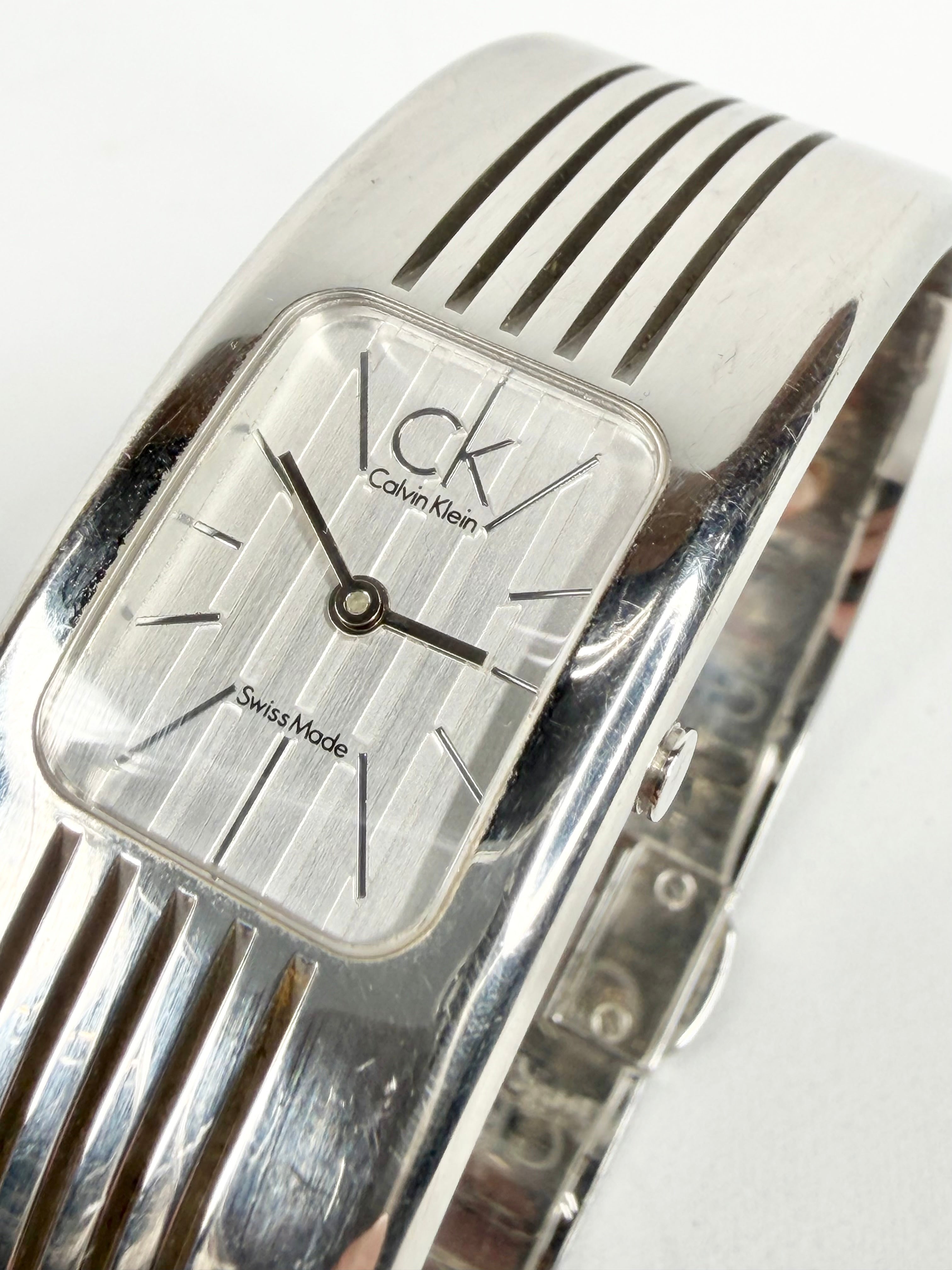Calvin Klein Swiss Made Silver Tone Bangle Watch