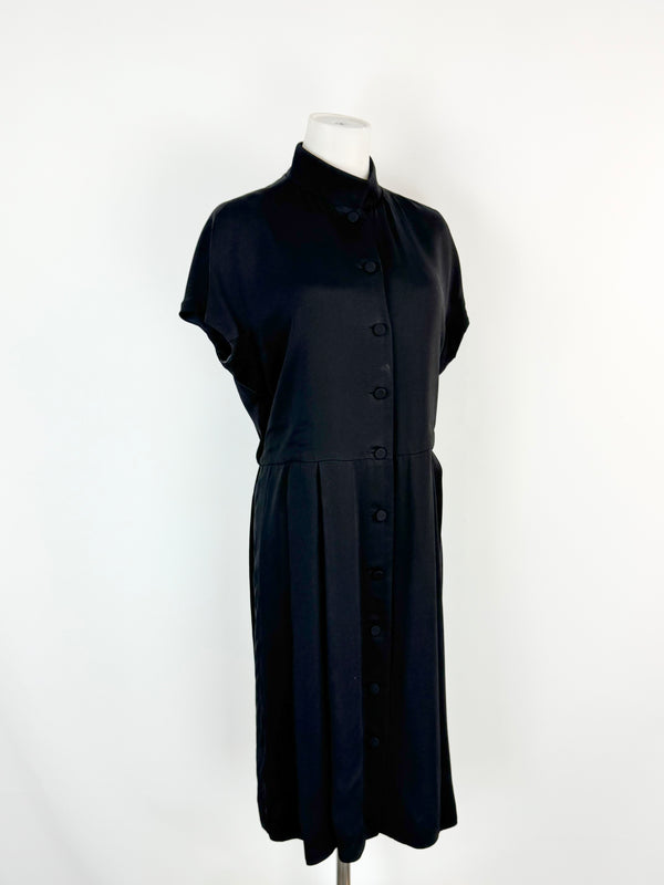 Bally Black Button Down Pleated Skirt Dress - AU10/12