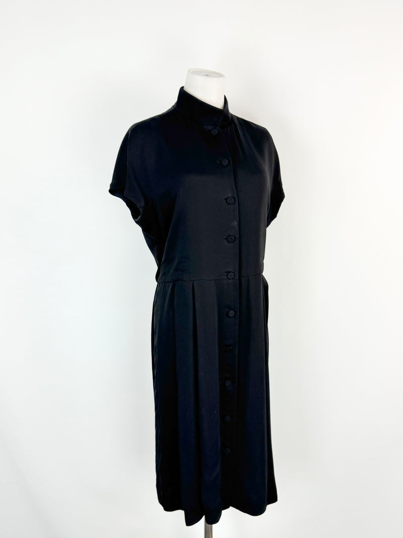 Bally Black Button Down Pleated Skirt Dress - AU10/12
