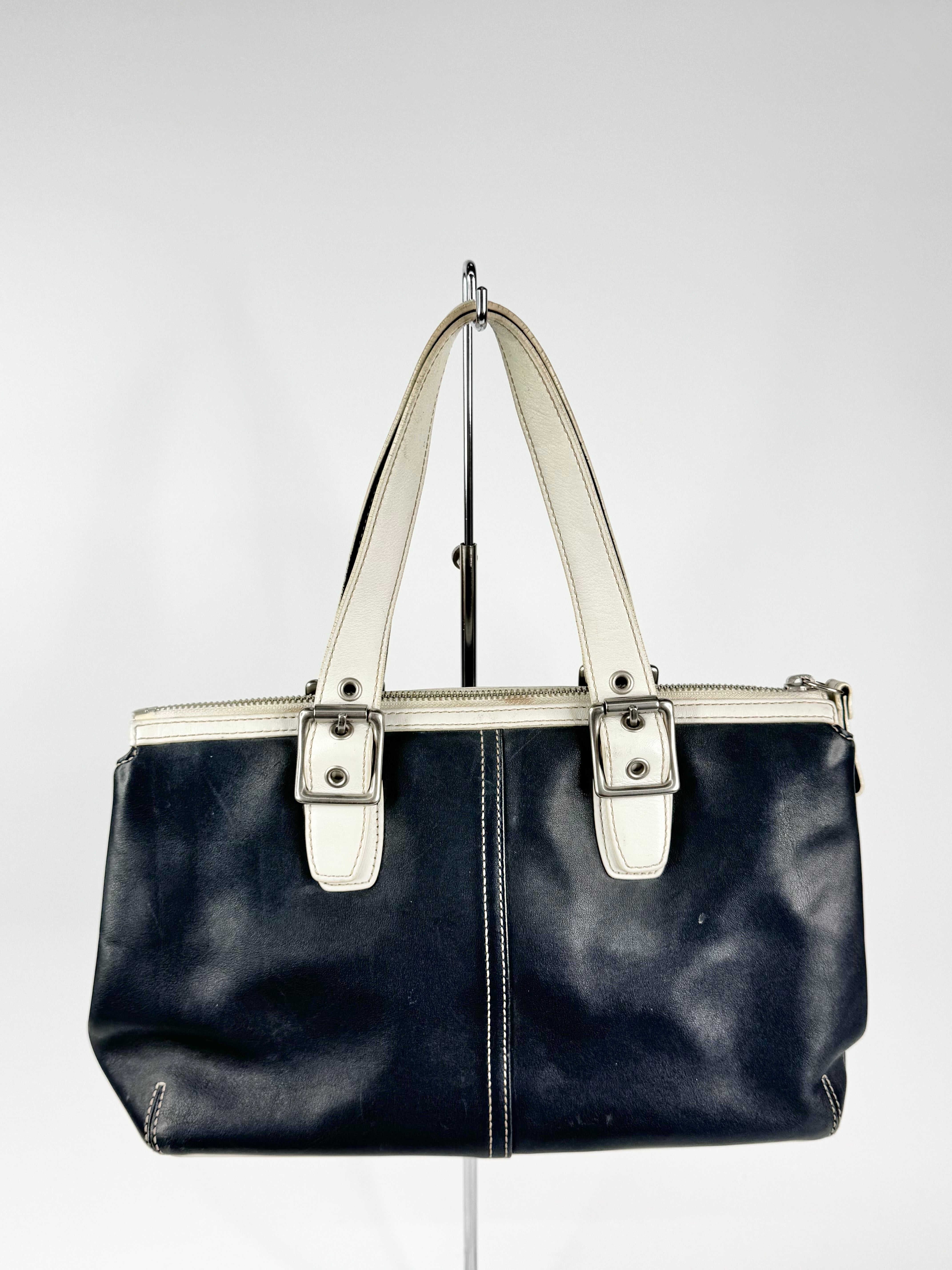 Vintage Coach Blue Black & White Shoulder Bag