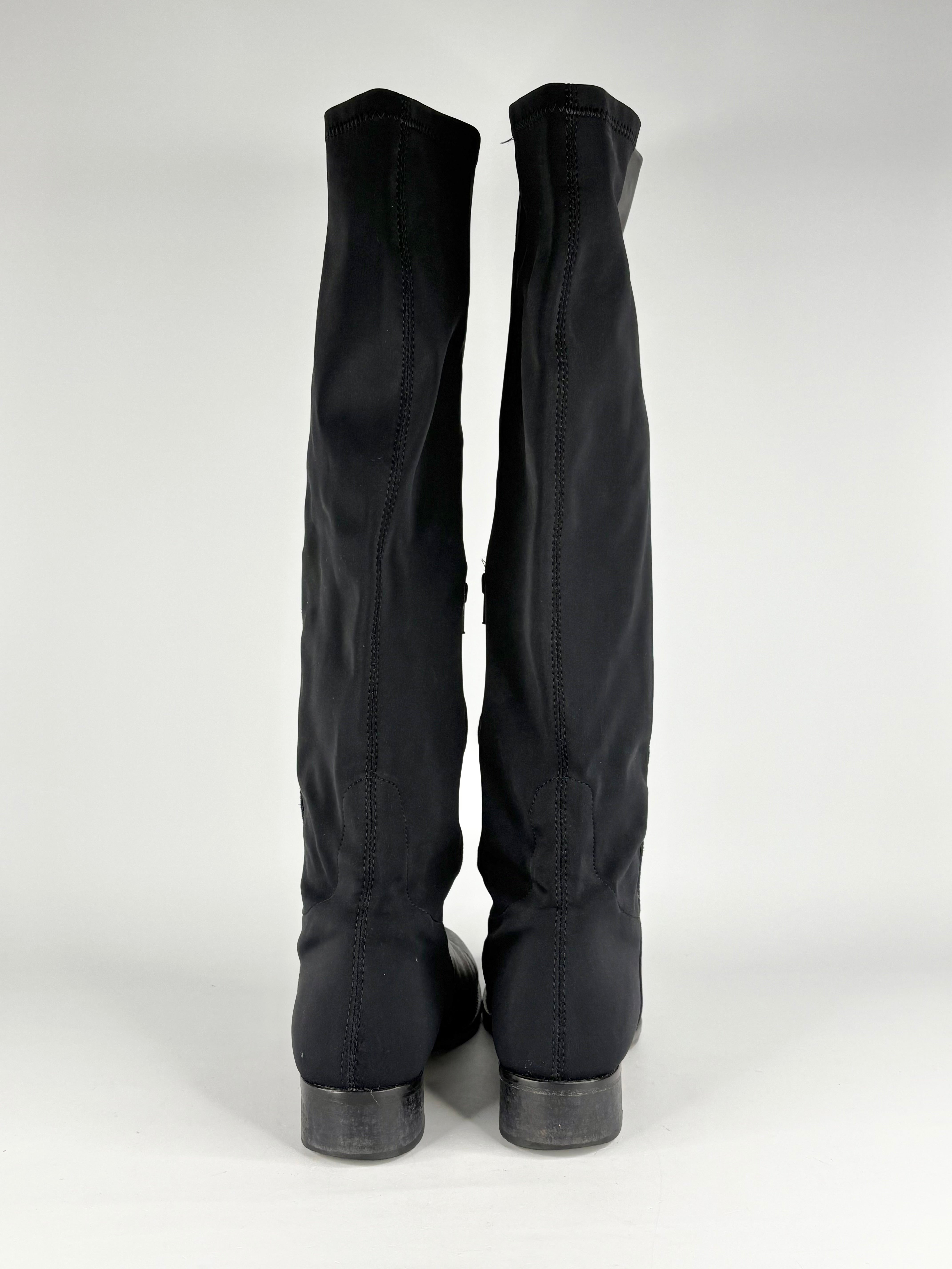 Milana Black Leather & Neoprene Riding Boots - EU41