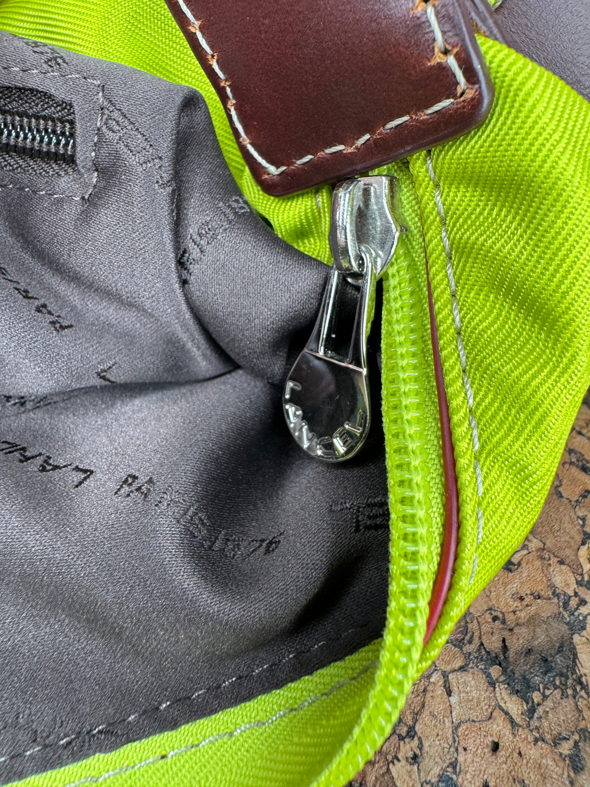Lancel Lime Green Nylon Shoulder Bag