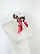 Coach Chocolate & Rose Pink Silk Logo Scarf
