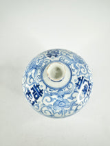 Antique 'Double Happiness' Small Blue & White Porcelain Lidded Dish